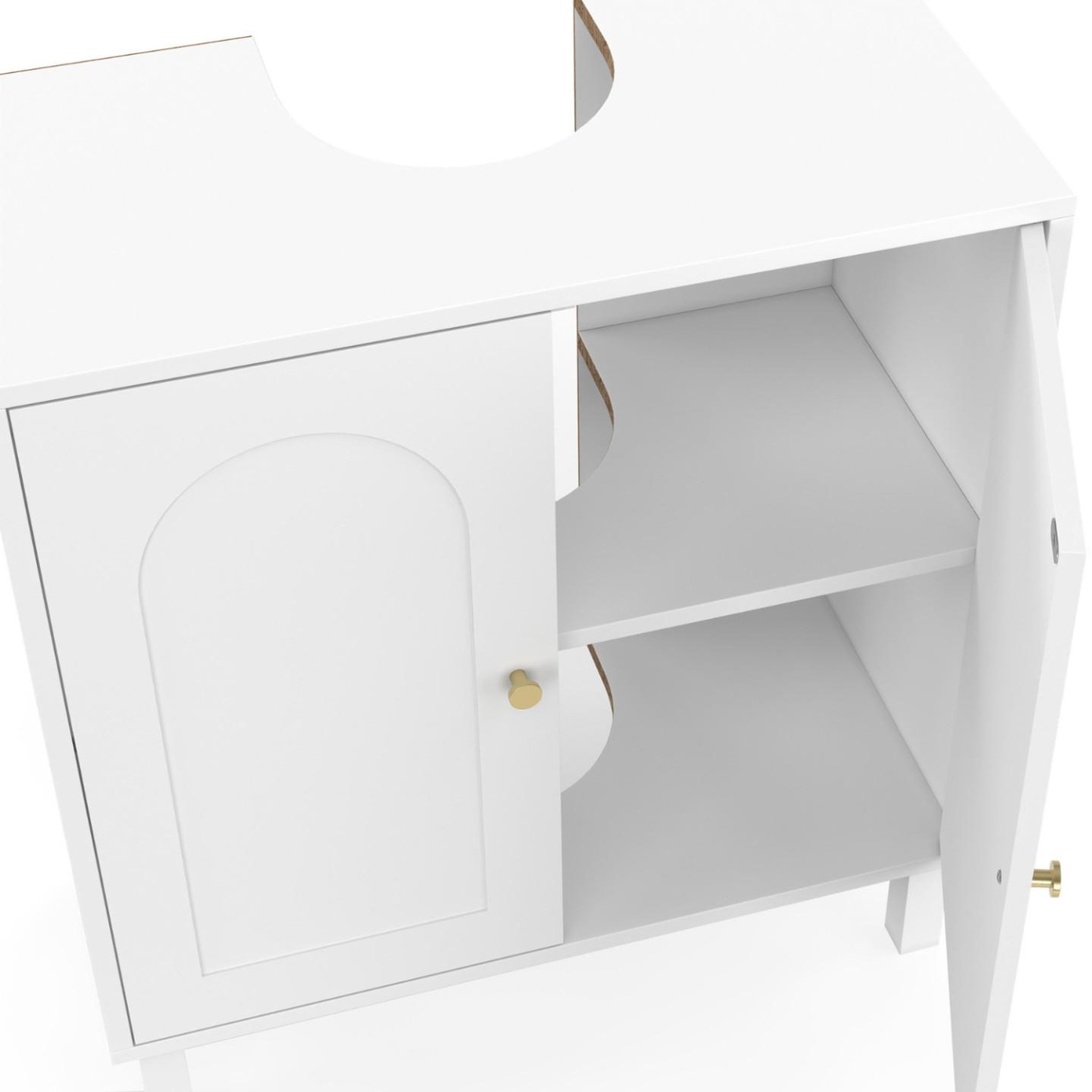 Voir la diapositive 6 : ID MARKET Meuble sous lavabo salle de bain arsene design arche bois blanc