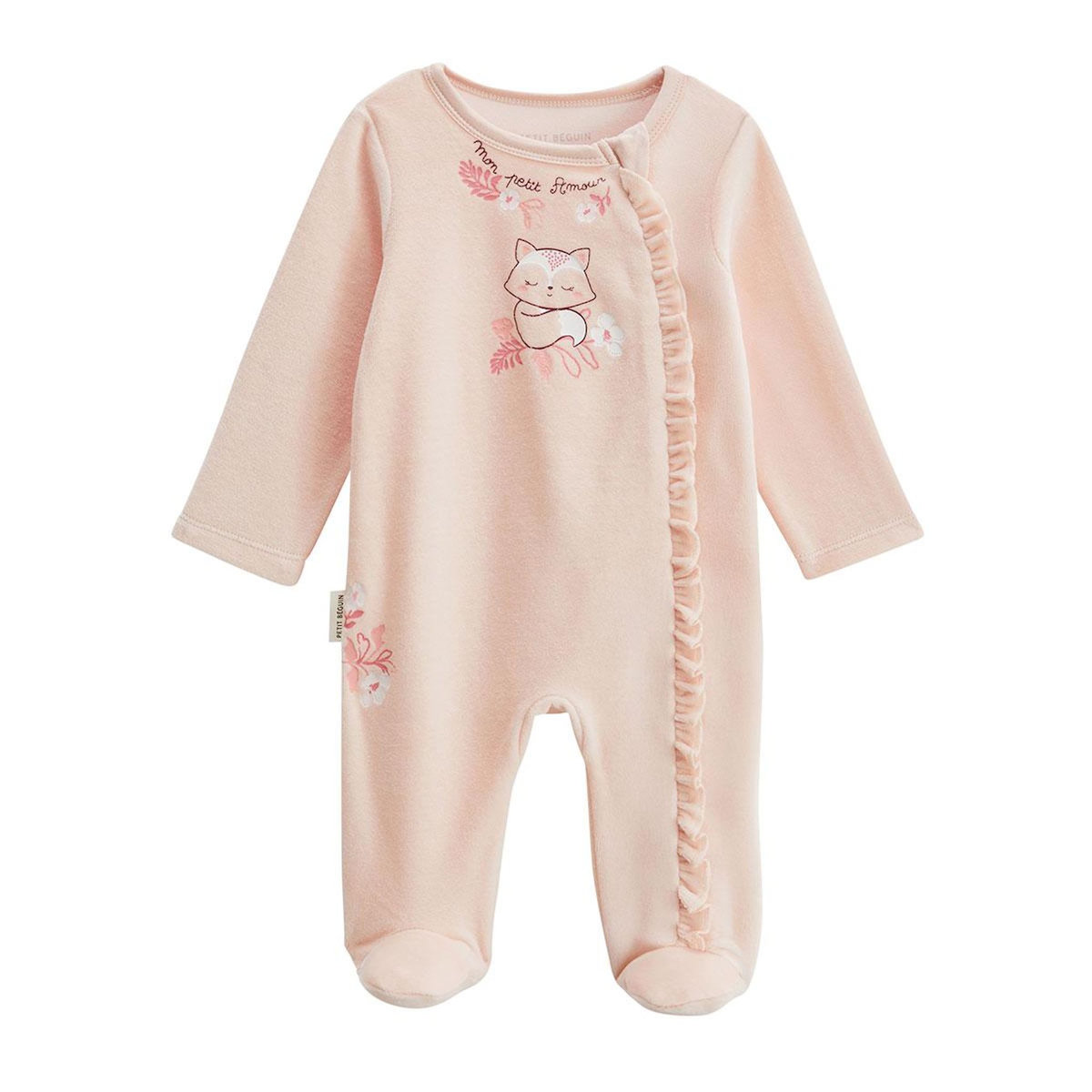 Petit Béguin Pyjama bébé en velours ouverture zippée Louison