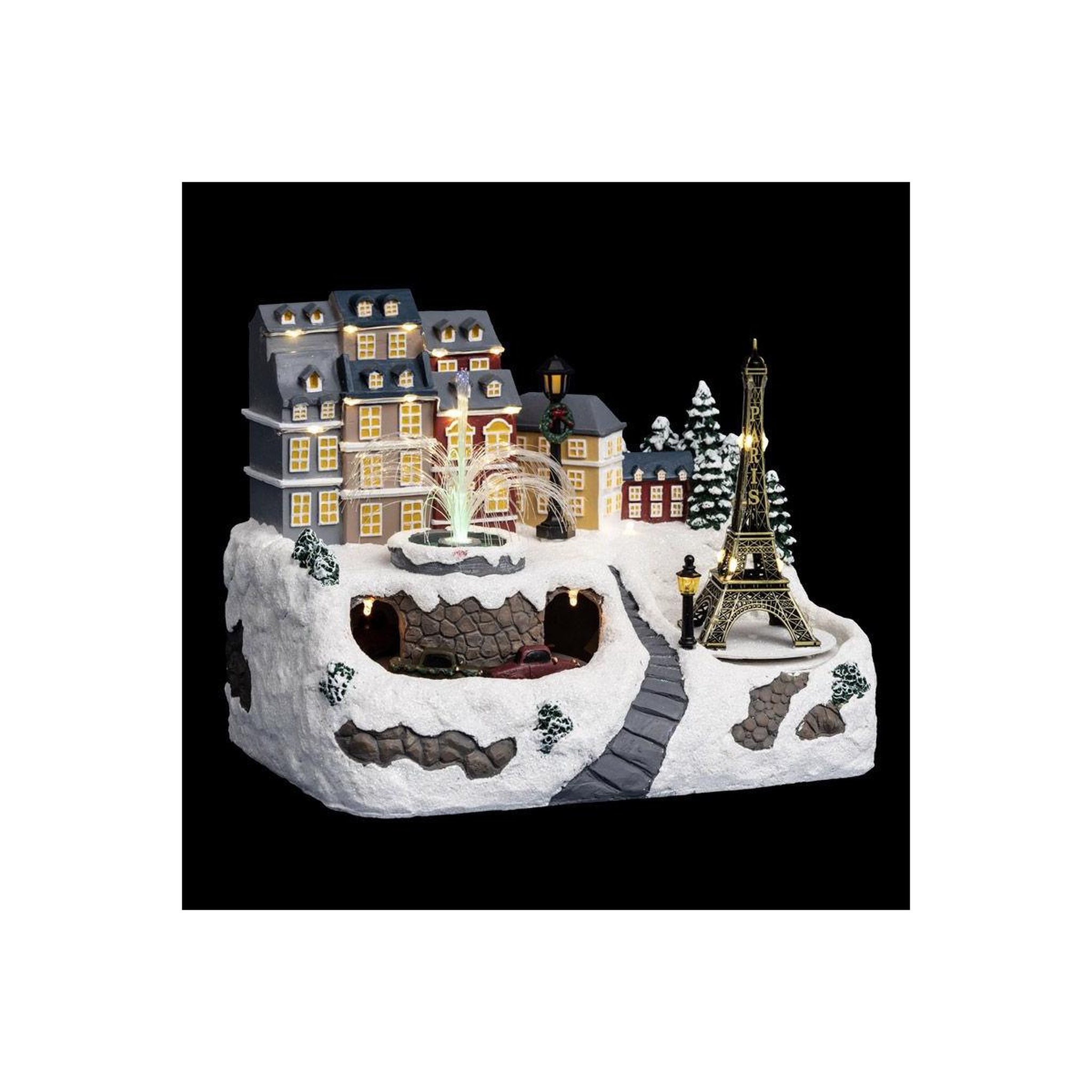 FEERIC LIGHT & CHRISTMAS Village de noël toit fontaine  ville  30cm multicolore