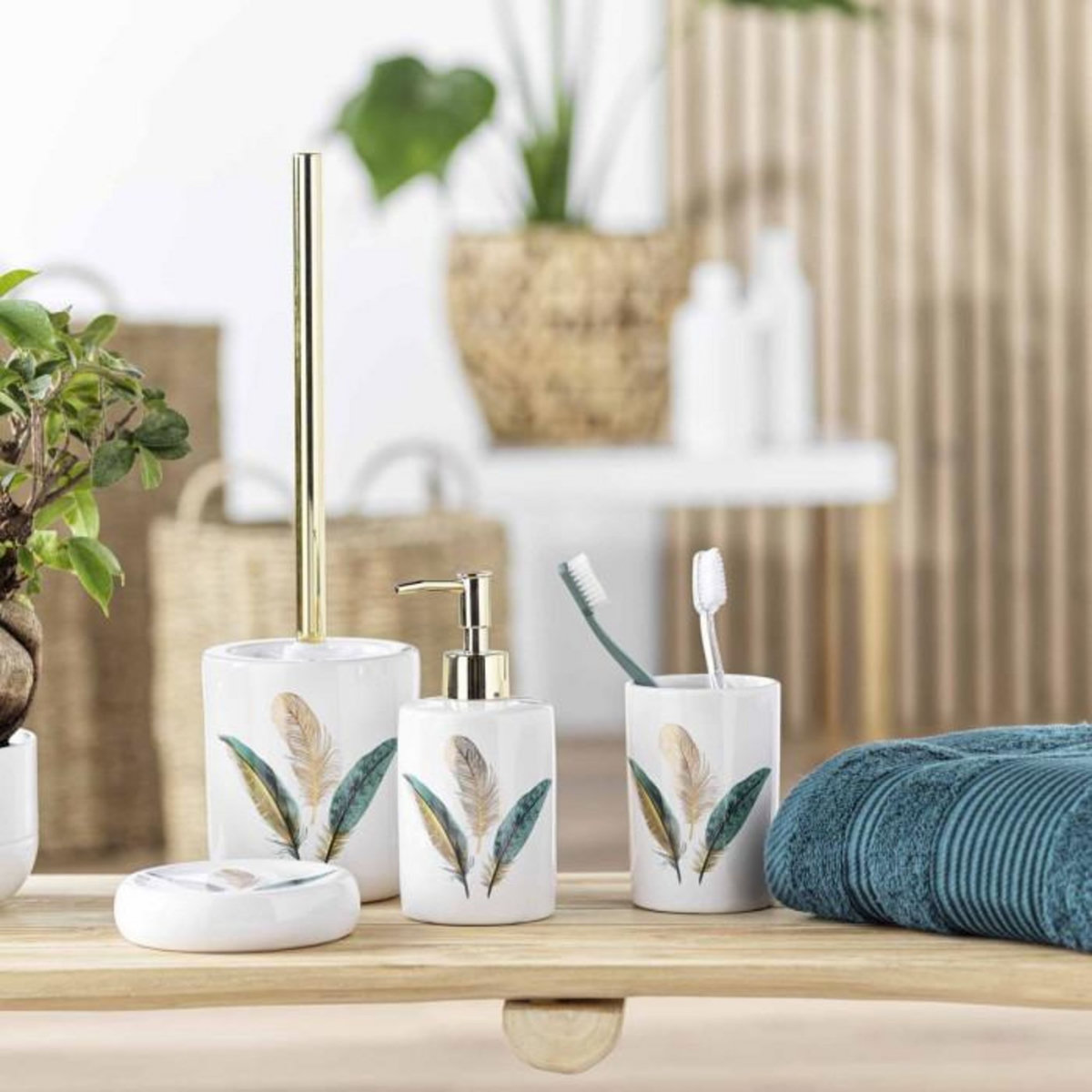 Paris Prix Gobelet Salle de Bain Céramique  Plumiss  11cm Multicolore