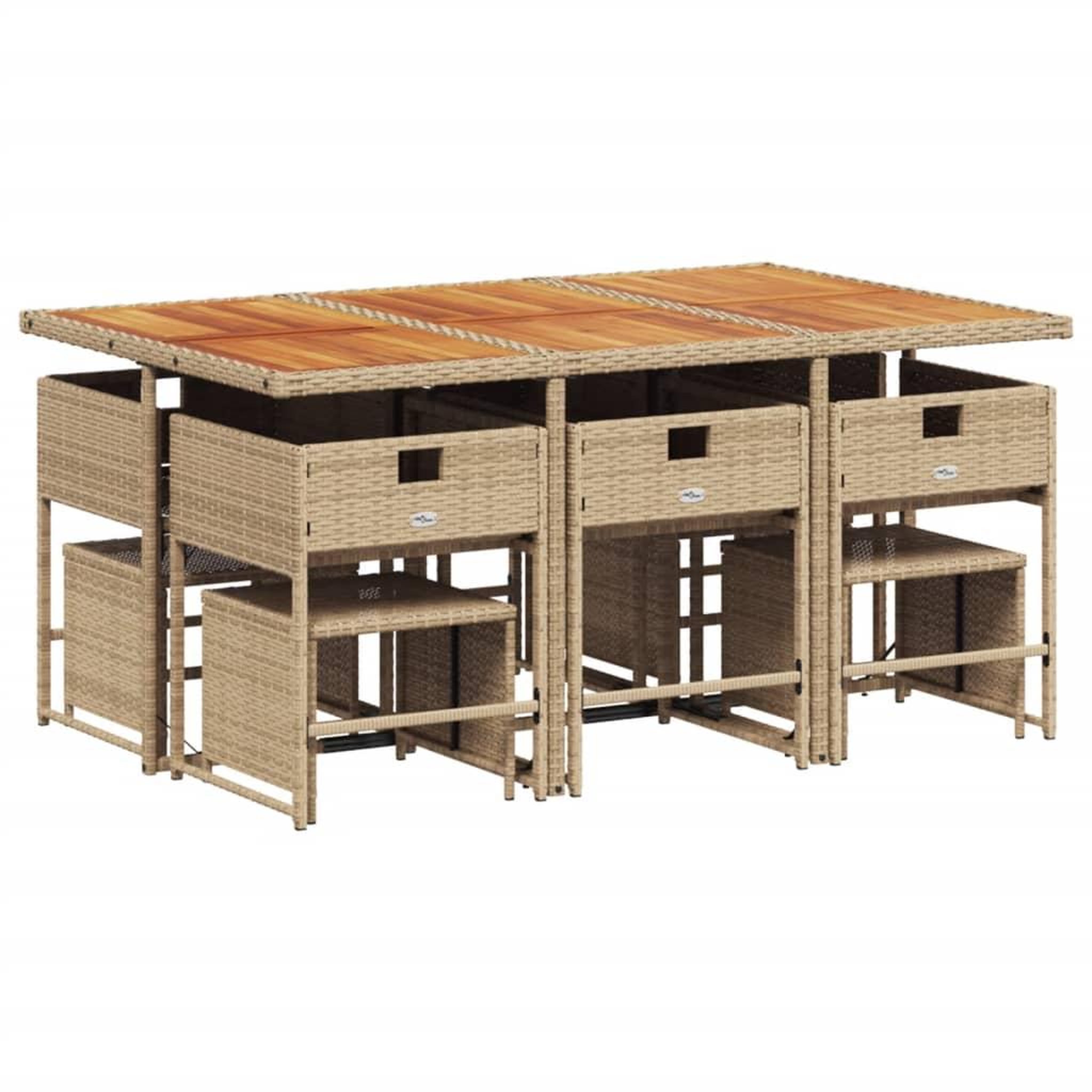Voir la diapositive 5 : VIDAXL Ensemble a manger de jardin et coussins 11 pcs beige poly rotin