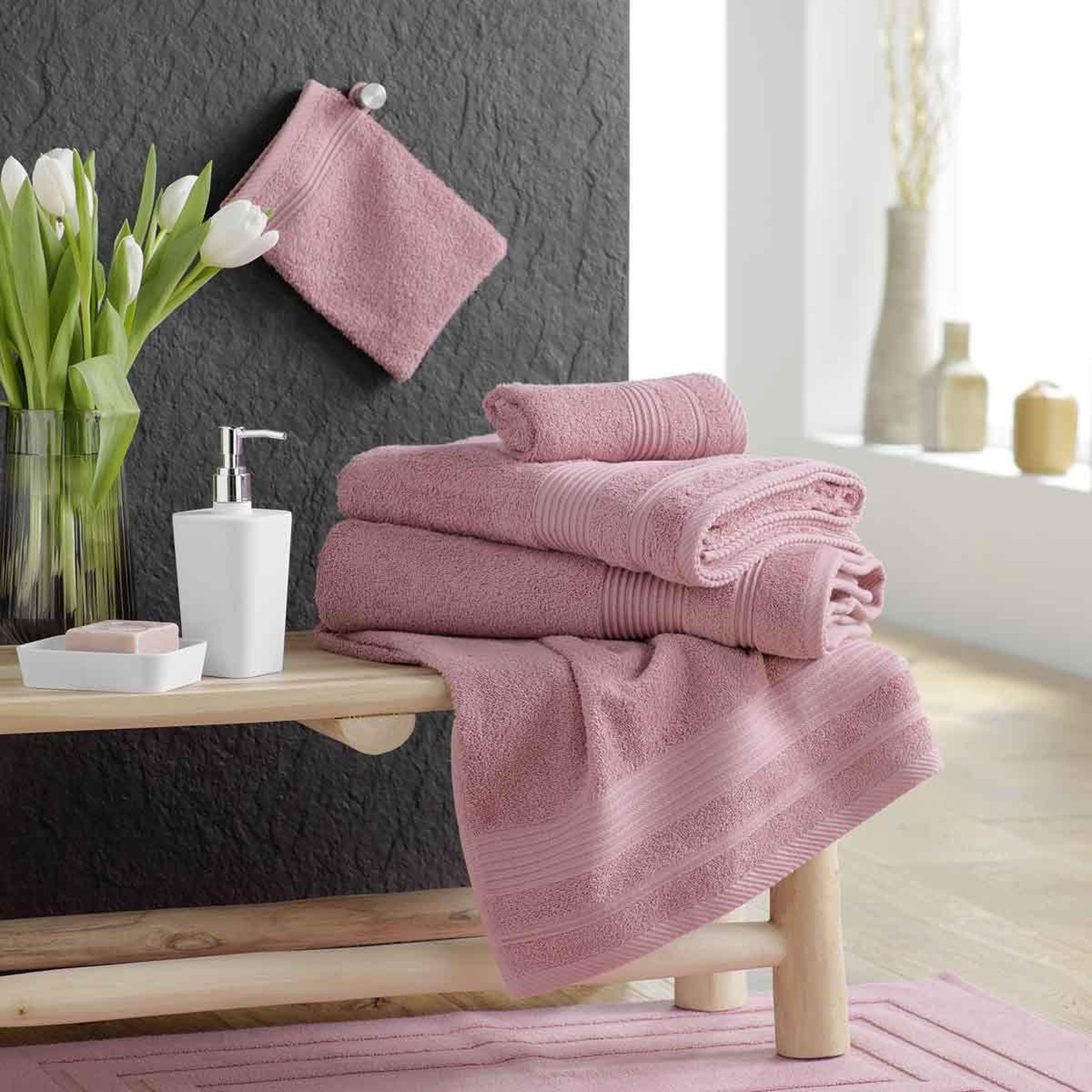 Voir la diapositive 5 : Douceur d'Intérieur Peignoir col châle en coton  tendresse  bois de rose