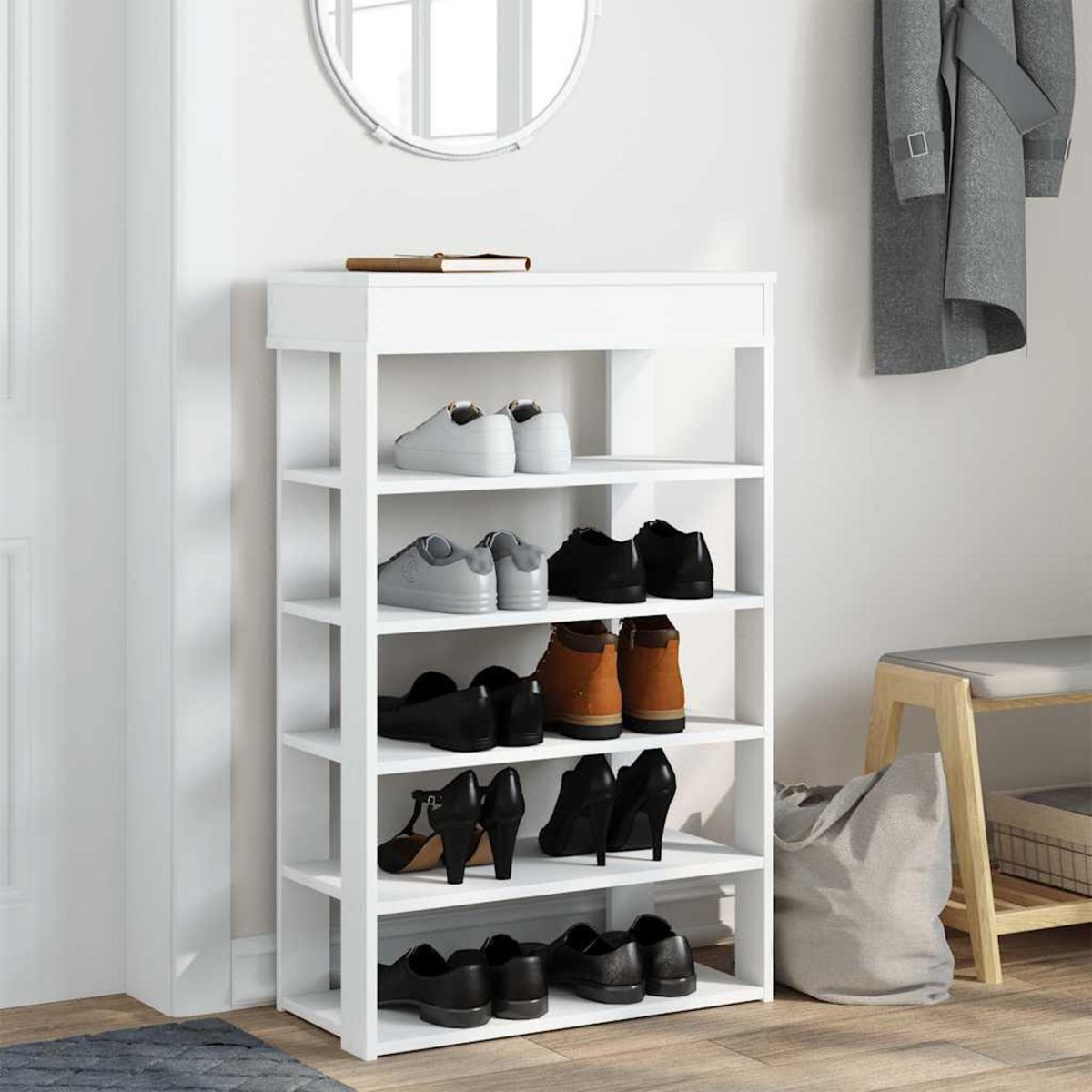 VIDAXL Etagere a chaussures blanc 60x30x98 cm bois d'ingenierie
