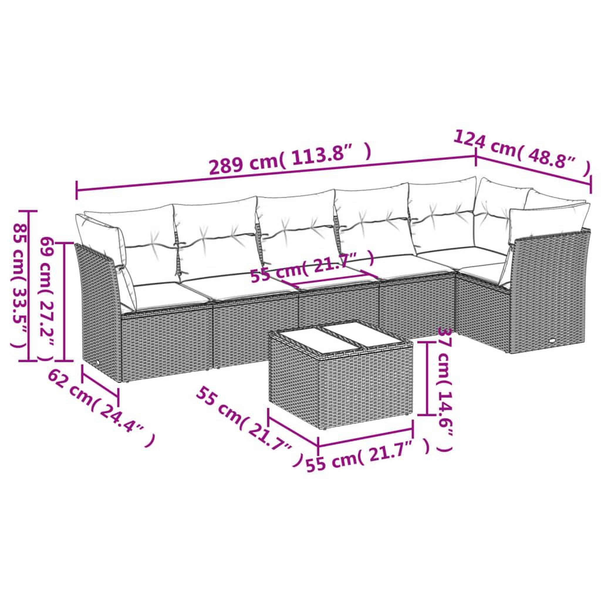 Voir la diapositive 4 : VIDAXL Salon de jardin 7 pcs avec coussins noir resine tressee