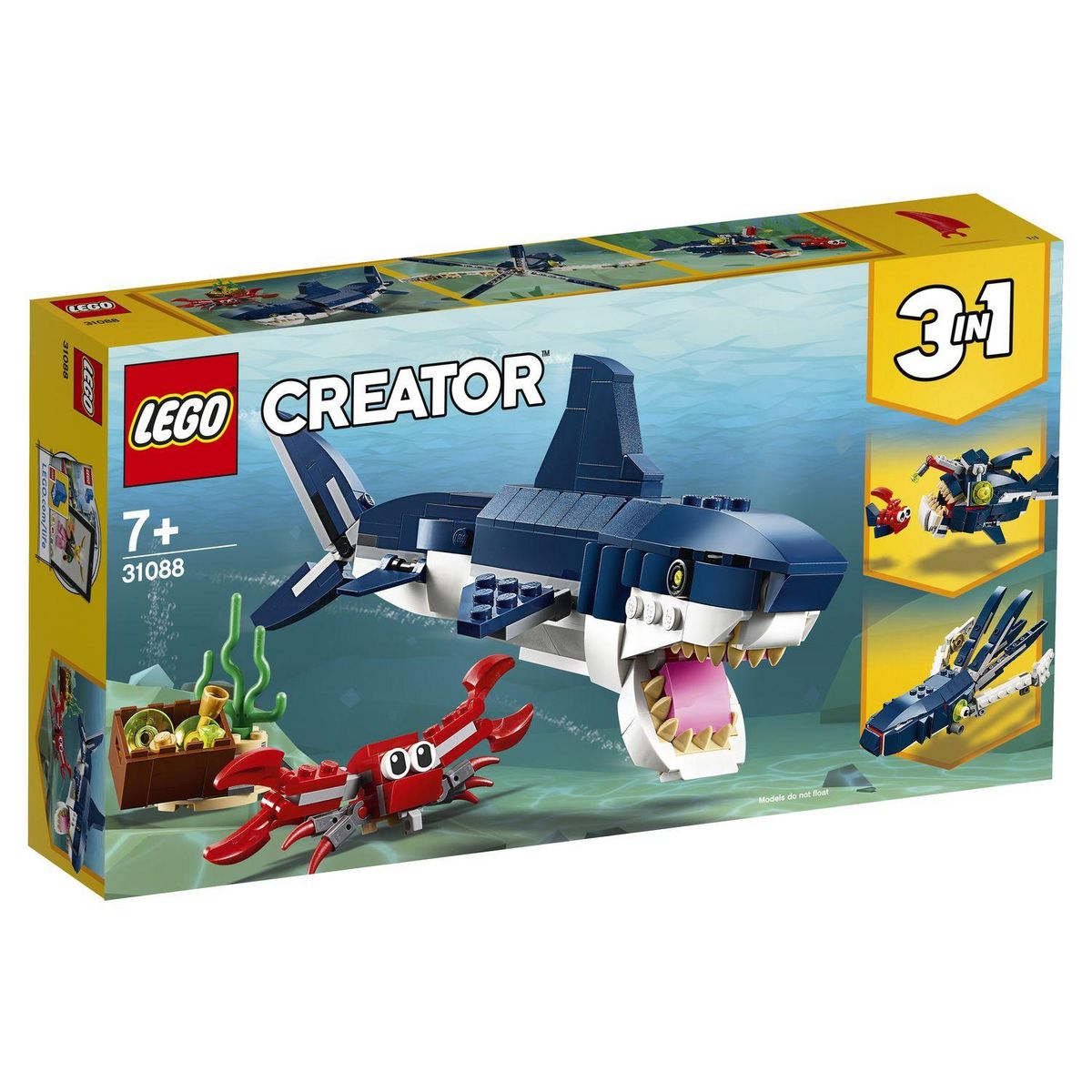 LEGO Creator 31088 - Les créatures sous-marines 3 en 1, Jouet de Construction d'Animaux Marins pour Enfants dès 7 ans 
