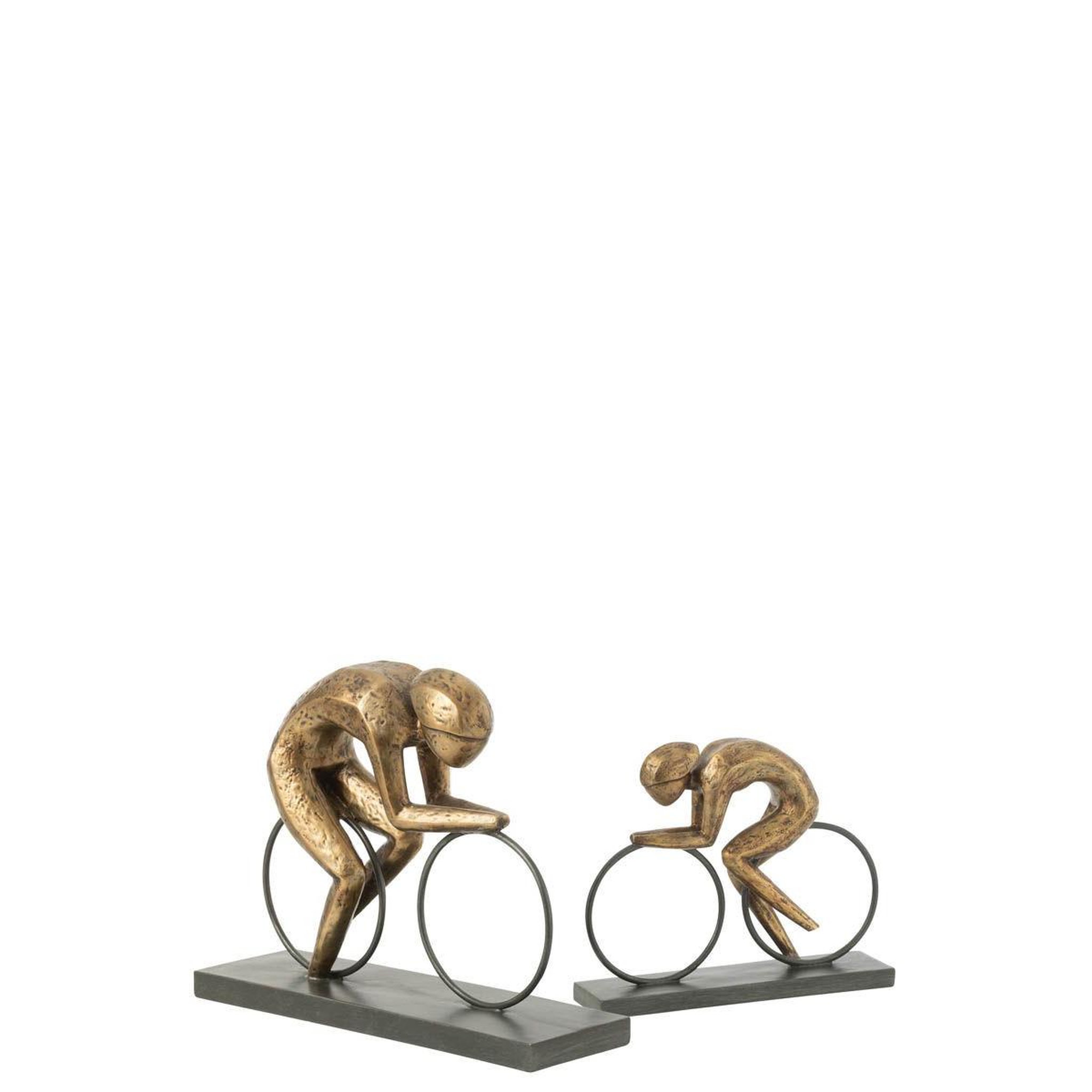 Voir la diapositive 2 : J-LINE Statuette déco sur socle  cycliste  37cm or