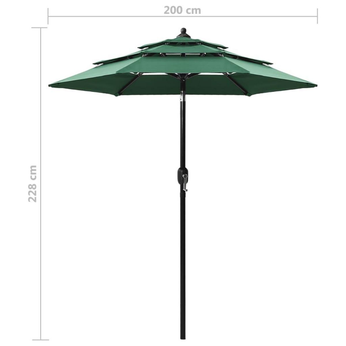 VIDAXL Parasol de jardin a 3 niveaux avec mat en aluminium vert 2 m