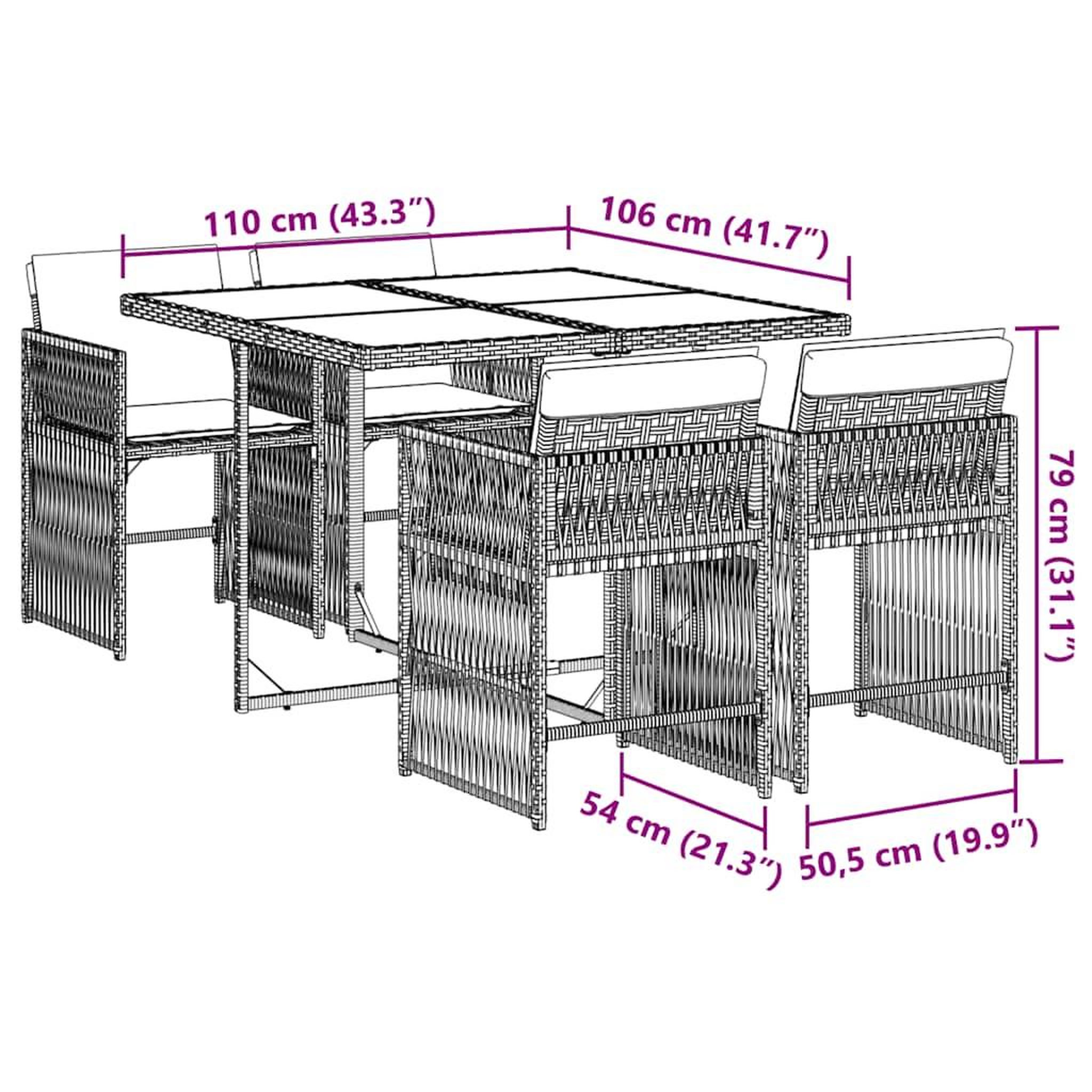 Voir la diapositive 6 : VIDAXL Ensemble a manger de jardin 5 pcs et coussins marron poly rotin