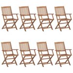 VIDAXL Chaises pliables d'exterieur lot de 8 Bois d'acacia solide