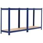 Voir la diapositive 4 : VIDAXL Etagere de rangement a 4 niveaux Bleu Acier et bois ingenierie