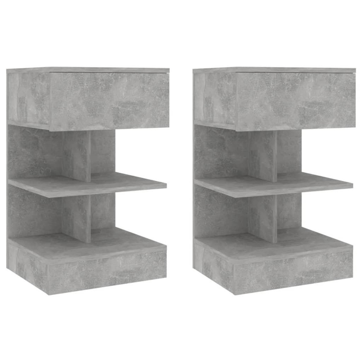 VIDAXL Tables de chevet 2 pcs Gris beton 40x35x65 cm