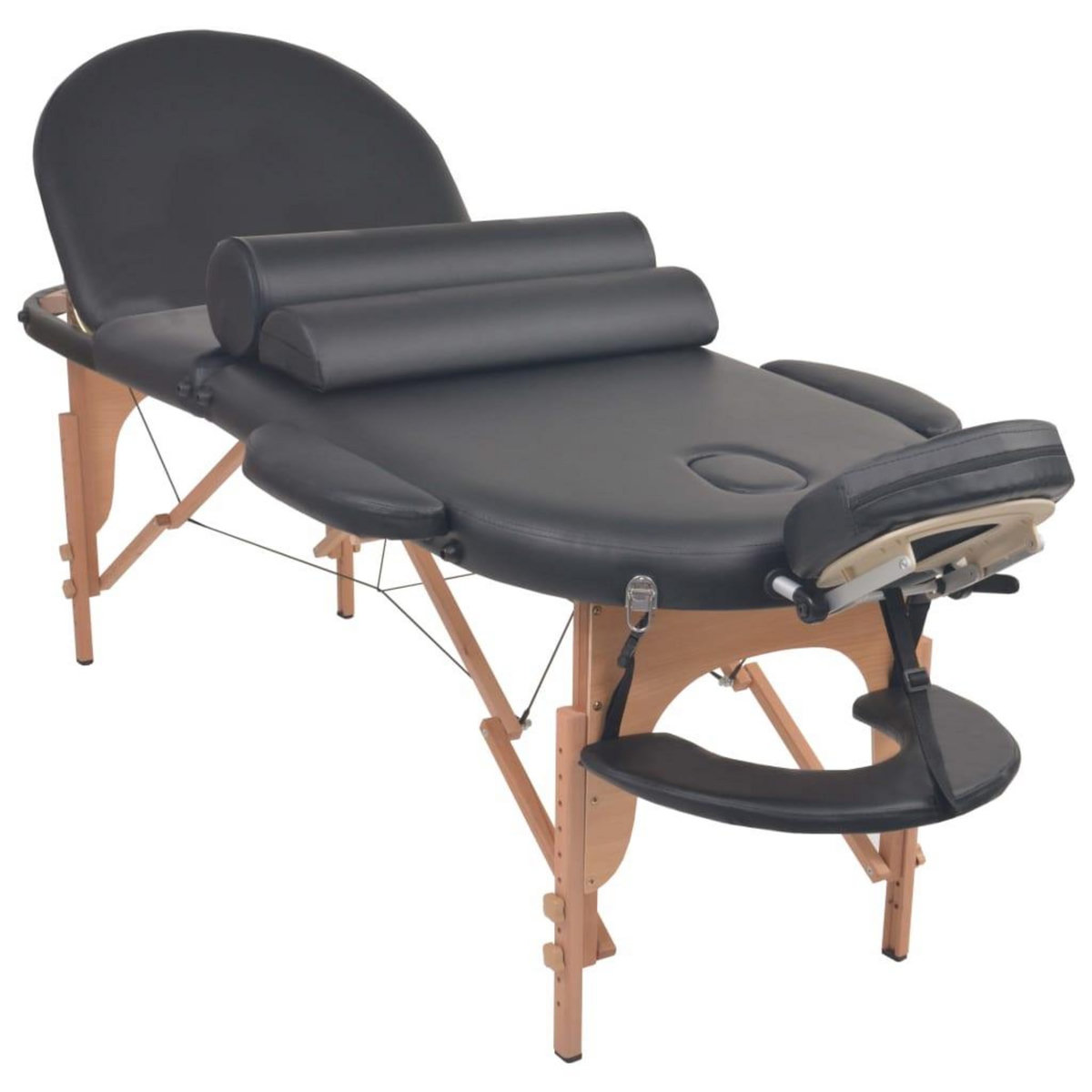 VIDAXL Table de massage pliable 4 cm d'epaisseur et 2 traversins Noir