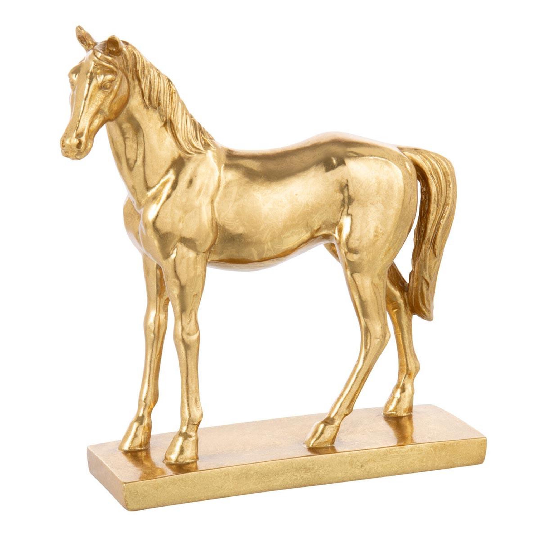 J-LINE Statuette cheval sur socle  hollywood  28cm doré