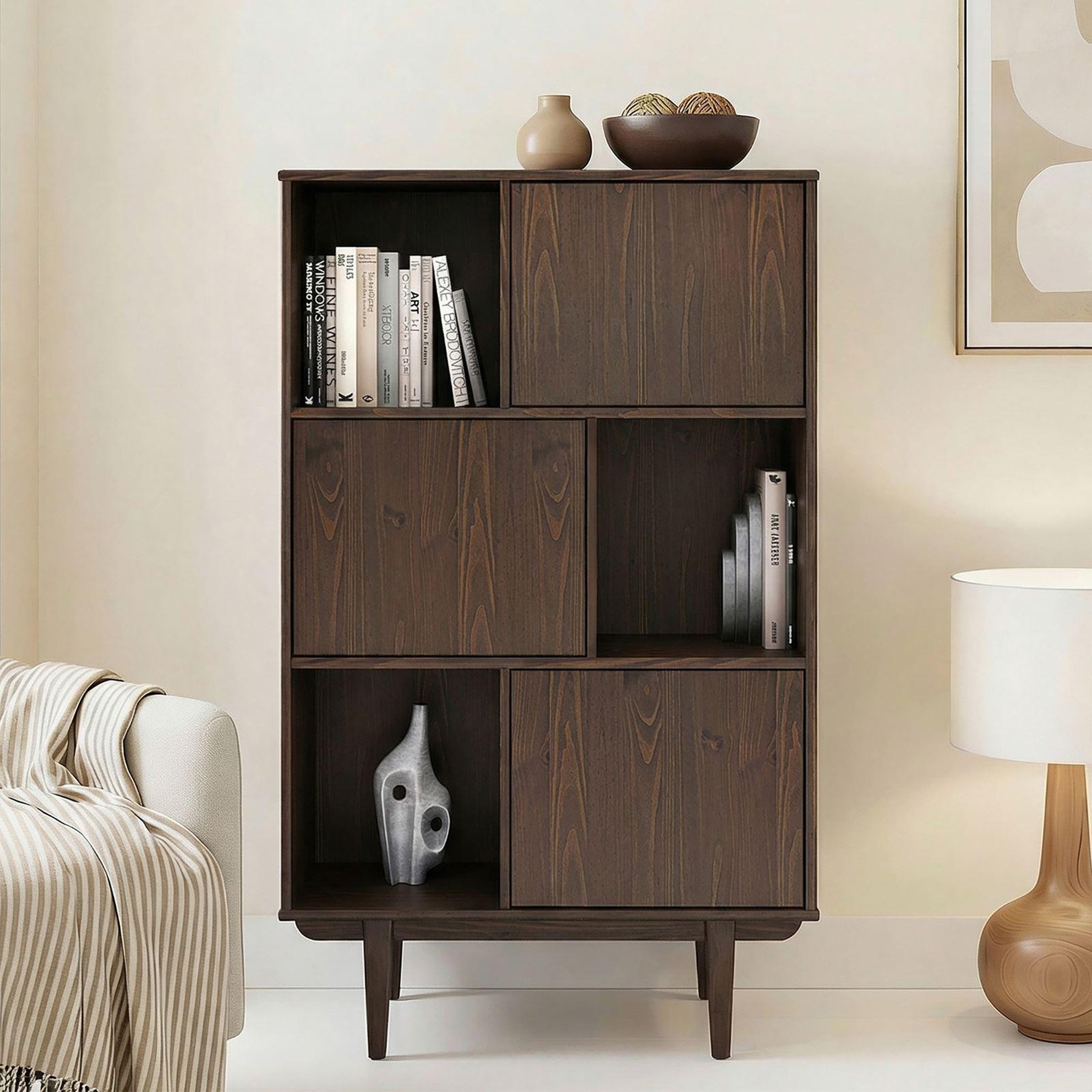 Voir la diapositive 2 : IDIMEX Buffet haut SIMONA H 139 cm en bois massif