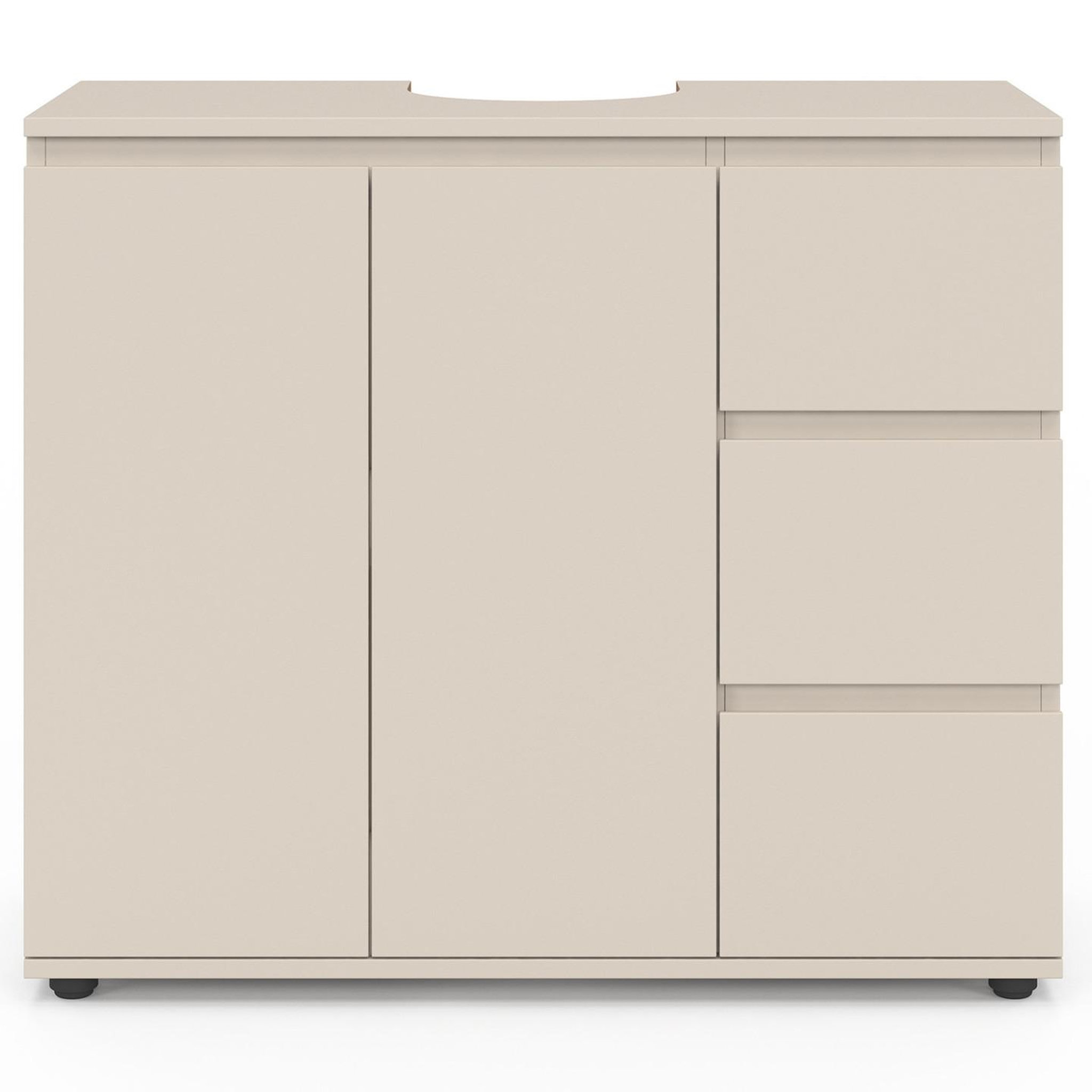 ID MARKET Meuble sous lavabo salle de bain tomi avec placard et 3 tiroirs beige