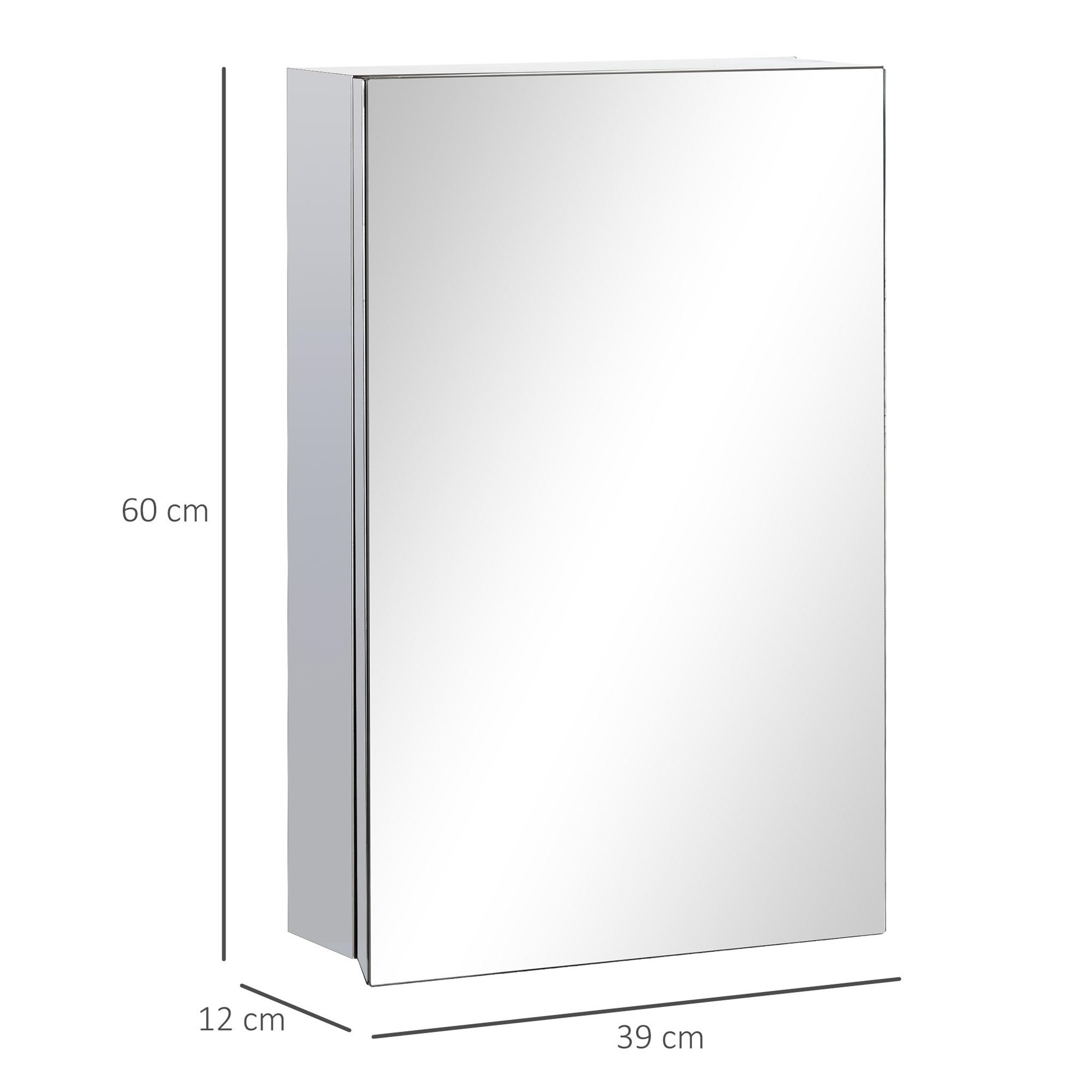 Voir la diapositive 3 : KLEANKIN Armoire miroir murale salle de bain toilette dim. 39l x 12l x 60h cm acier inox. Verre