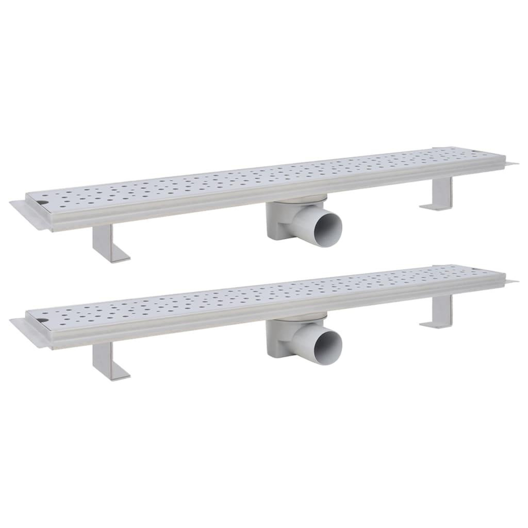 Voir la diapositive 2 : VIDAXL Drain de douche lineaire 2 pcs 730 x 140 mm Acier inoxydable