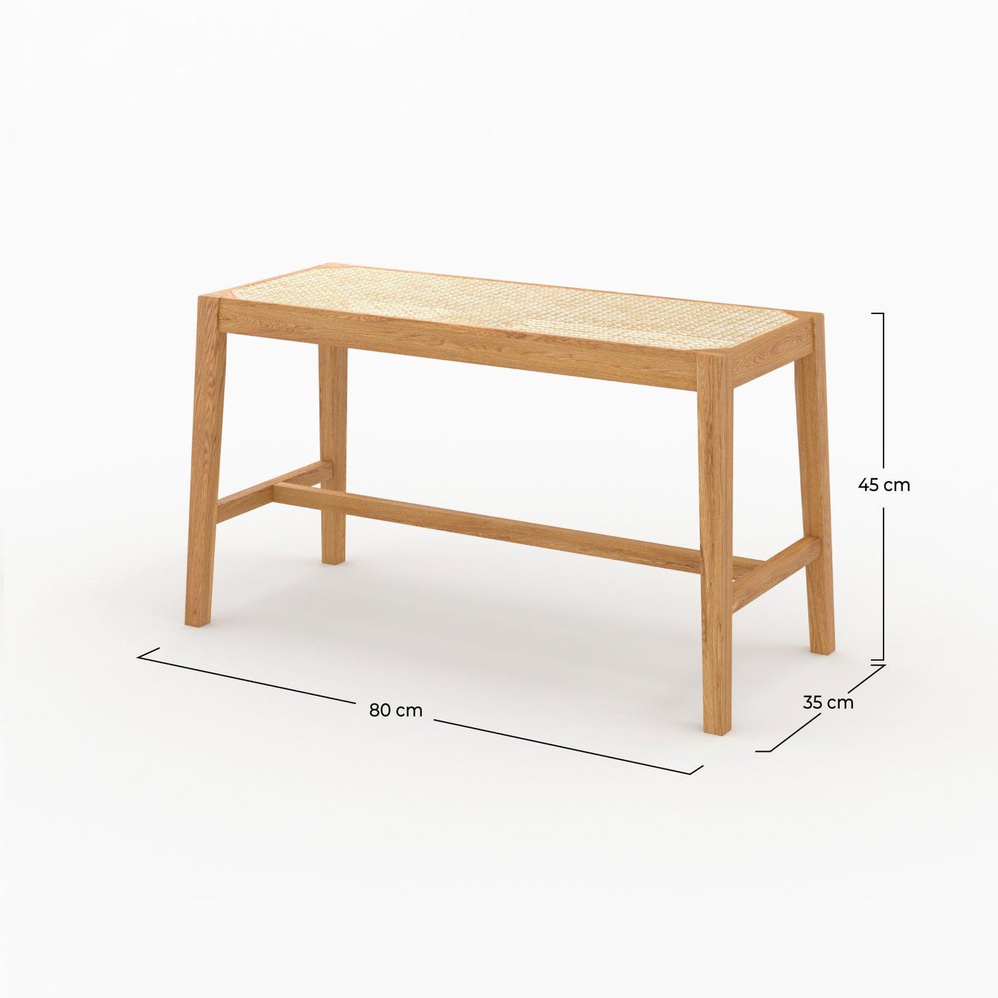 Voir la diapositive 4 : MAISON PAVANE Banc 2 places en bois de chêne massif et cannage-kappa
