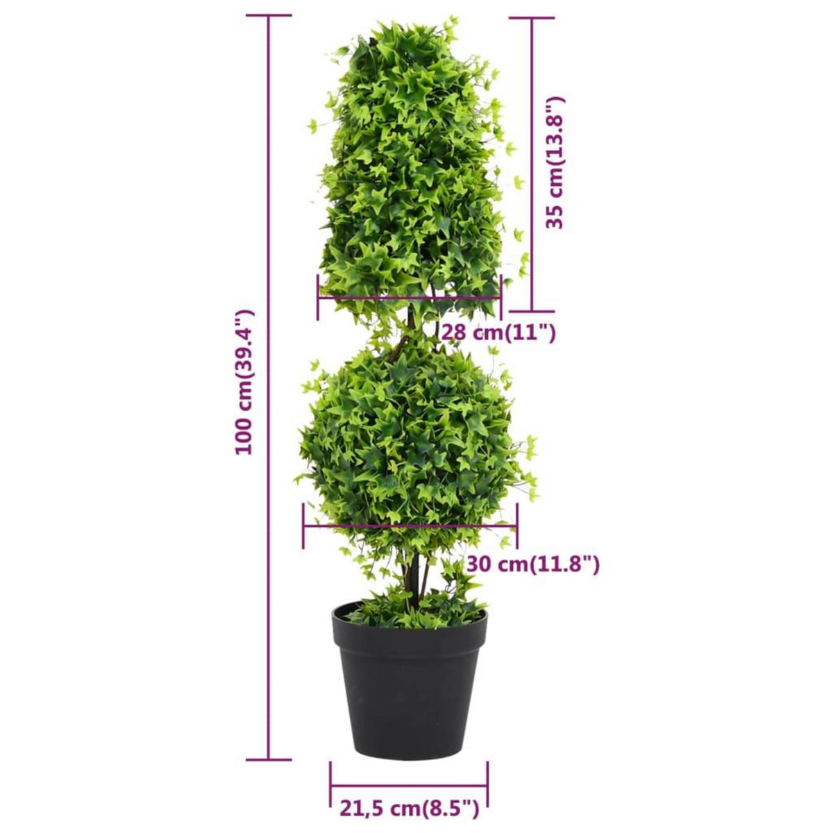 VIDAXL Plante de buis artificiel avec pot Vert 100 cm