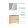  Pack Meuble de salle de bain 80x50 cm Chêne blond + vasque Argent + miroir LED 80x70