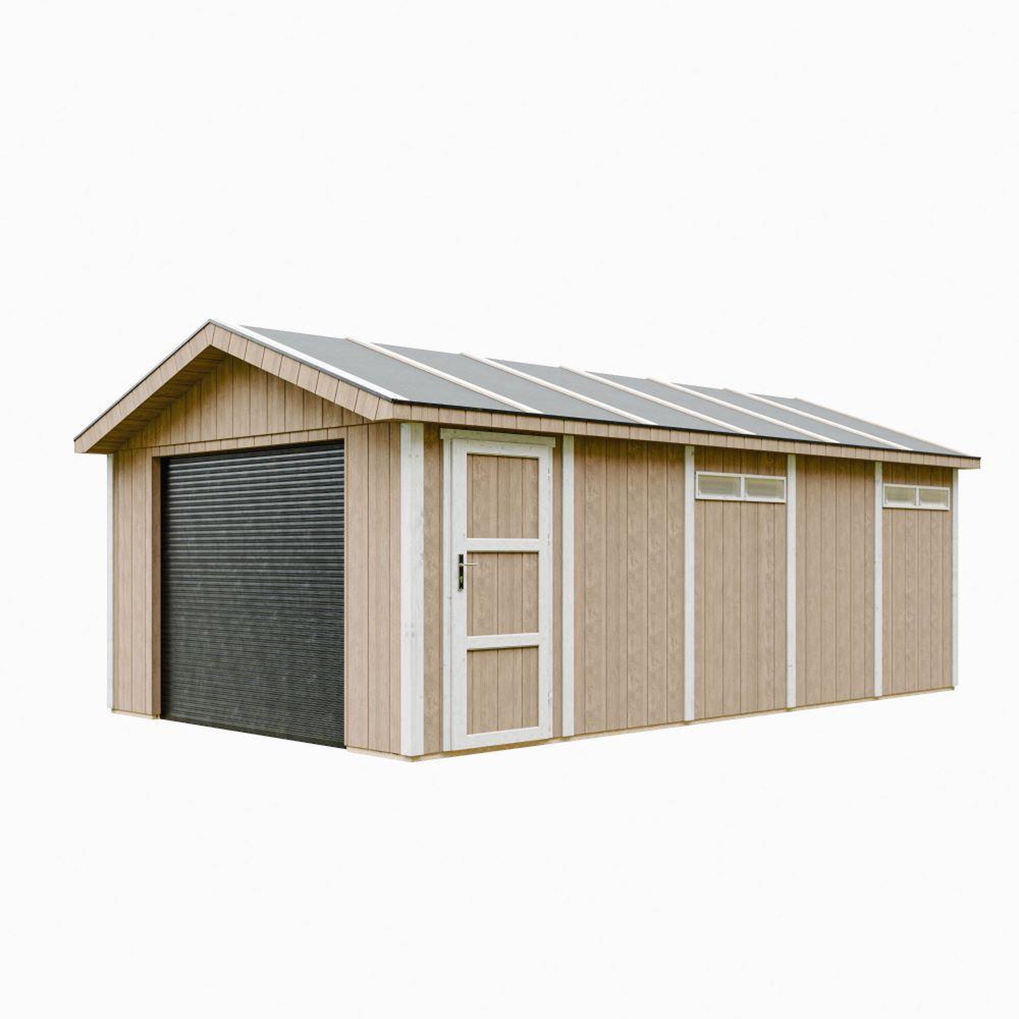 Voir la diapositive 1 : TIMBELA Garage qualité premium 21 m²- l378xl648 cm construction en panneaux lp smartsidem992b