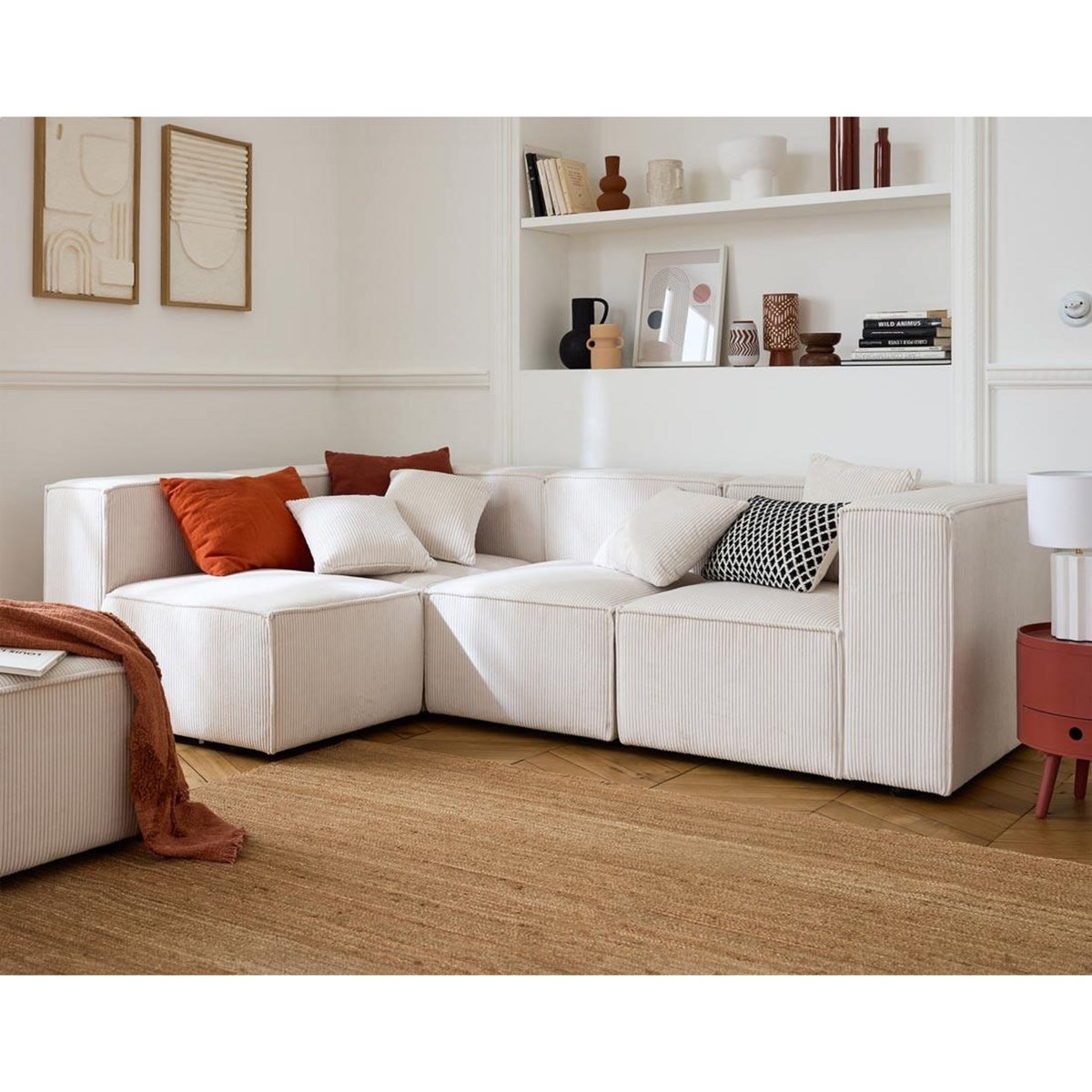 LISA DESIGN Arty - canapé modulable d'angle gauche 4 places - en velours côtelé