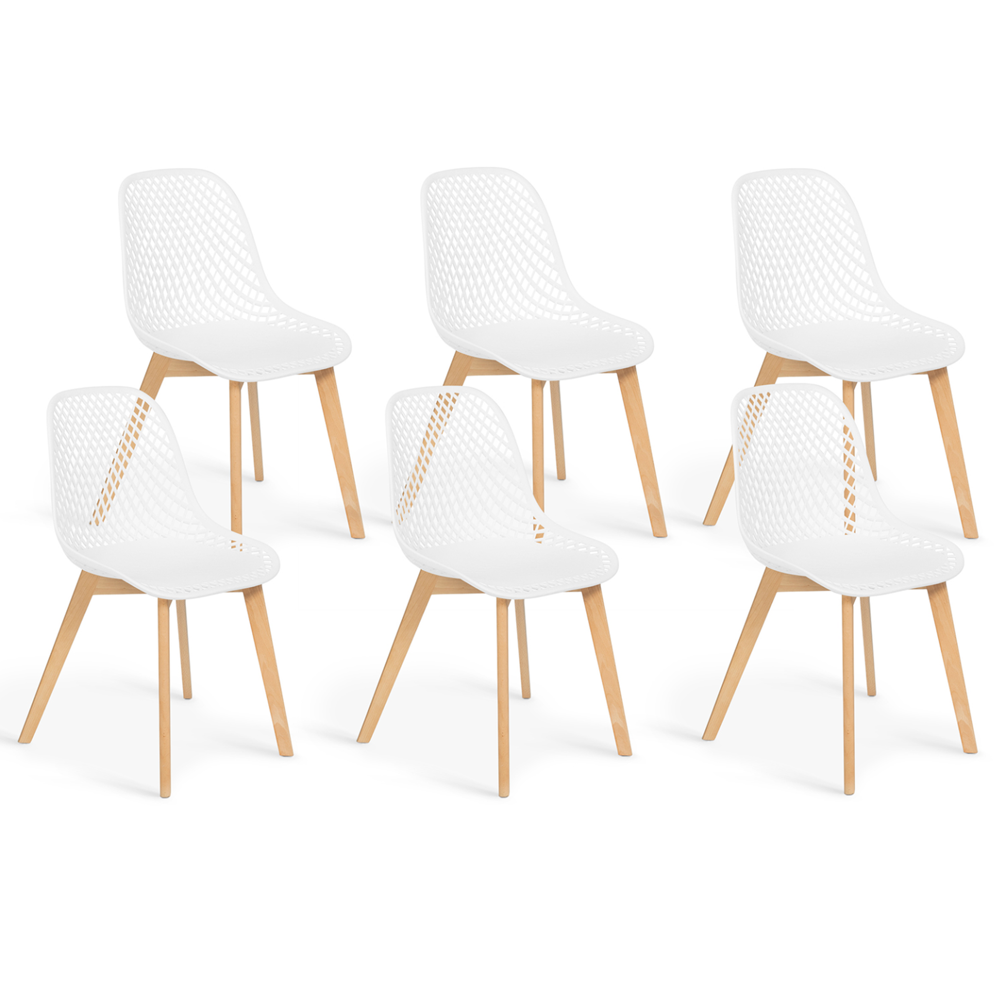 ID MARKET Lot de 6 chaises mandy blanches pour salle à manger