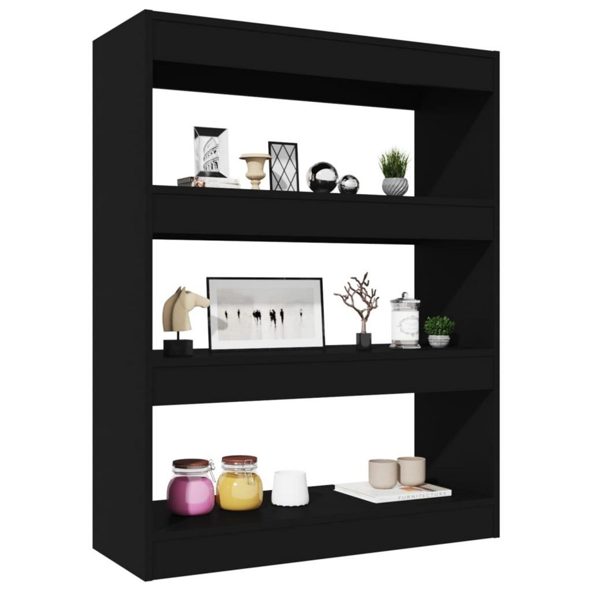 VIDAXL Bibliotheque/Cloison Noir 80x30x103 cm Bois d'ingenierie