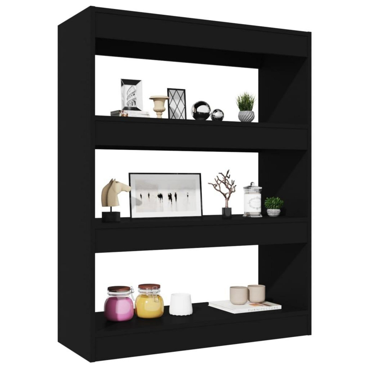 VIDAXL Bibliotheque/Cloison Noir 80x30x103 cm Bois d'ingenierie