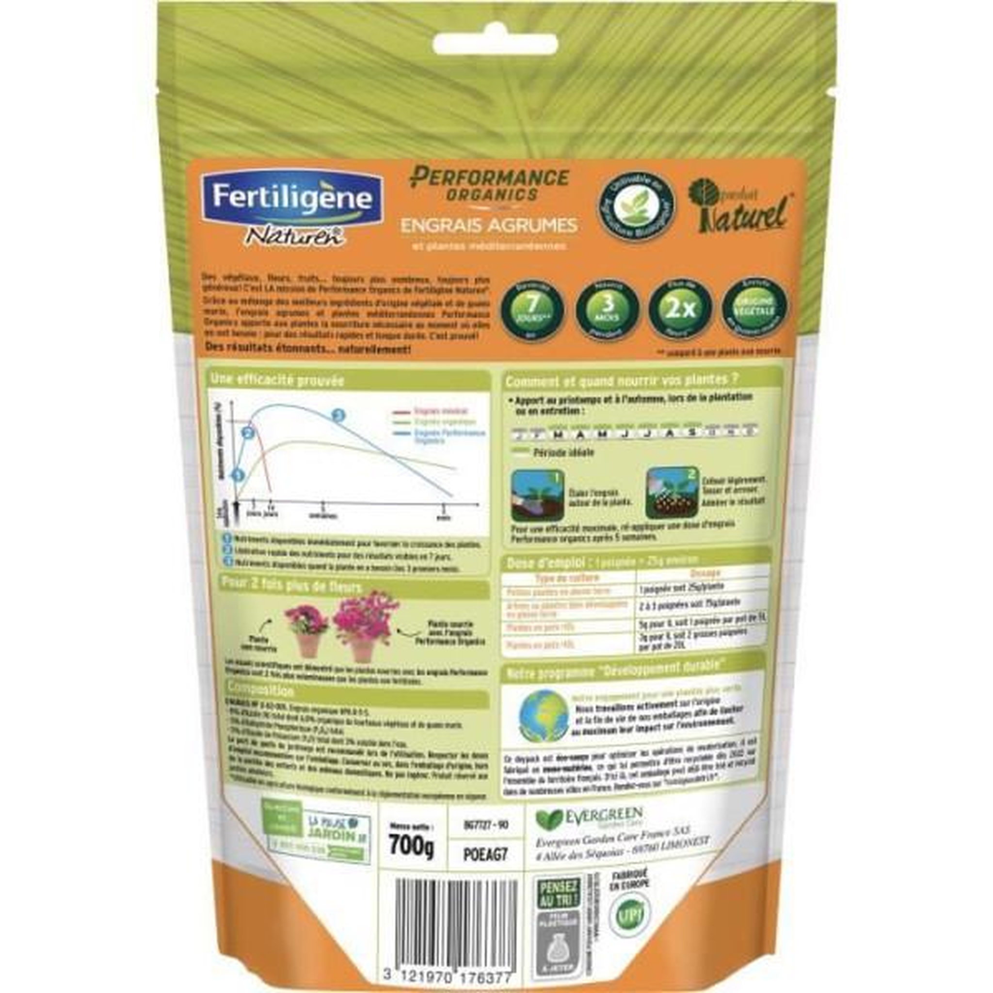 Voir la diapositive 2 : FERTILIGENE Fertiligene engrais performance organics agrumes, plantes méditerranéennes - 700 g