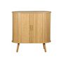 Voir la diapositive 4 : SWEEEK Buffet portes 2 coulissantes avec étagère. effet bois rainuré. buffet bas. L 80 x P 40 x H 80cm