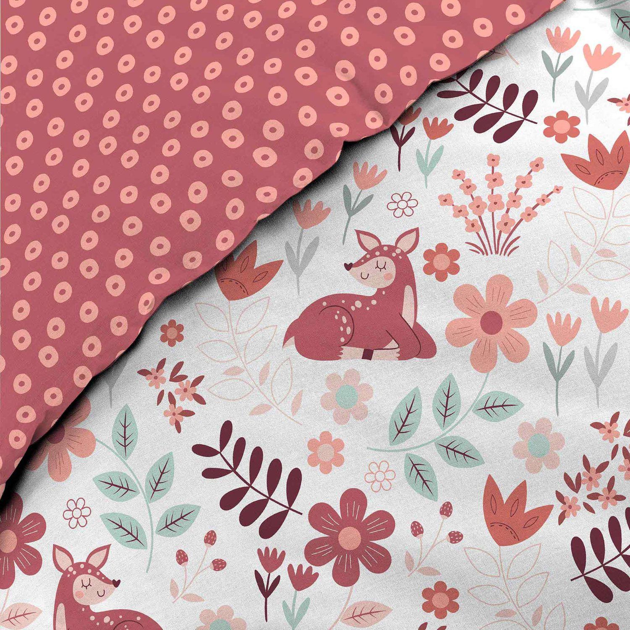 Voir la diapositive 6 : Douceur d'Intérieur Parure de lit enfant réversible BICHETTE - Coton 42 fils/cm² - 140 x 200 cm - Rose