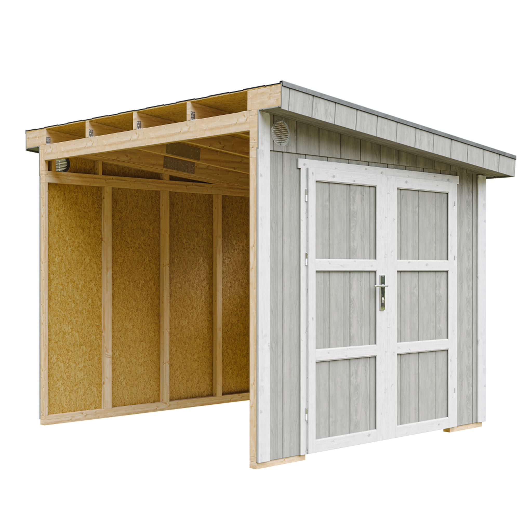 Voir la diapositive 1 : TIMBELA Abri de jardin qualité premium 5,9 m² 231x248x294 cm sans plancher et paroi latérale m938b