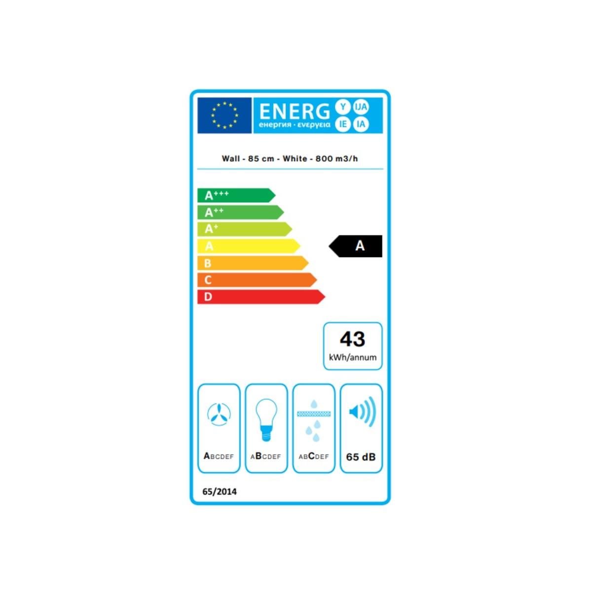 Falmec Hotte murale inclinée 85cm 584m3/h blanc - VERSO1411