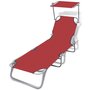 VIDAXL Chaise longue pliable avec auvent Acier et tissu Rouge