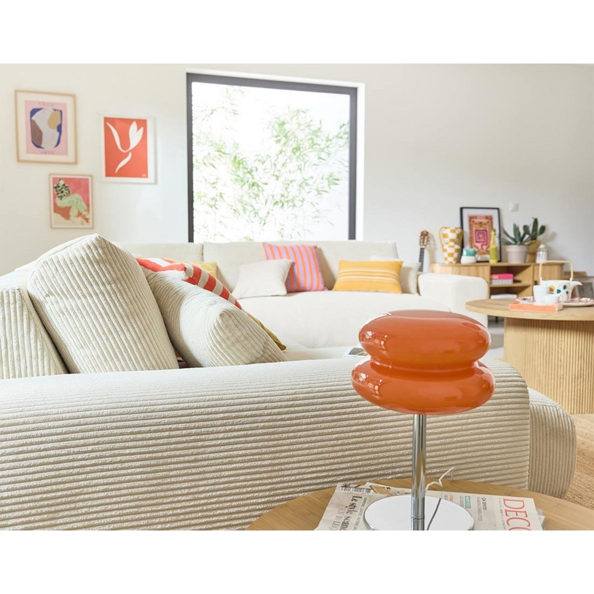 LISA DESIGN Garance - canapé modulable d'angle droit - 8 places - en velours côtelé