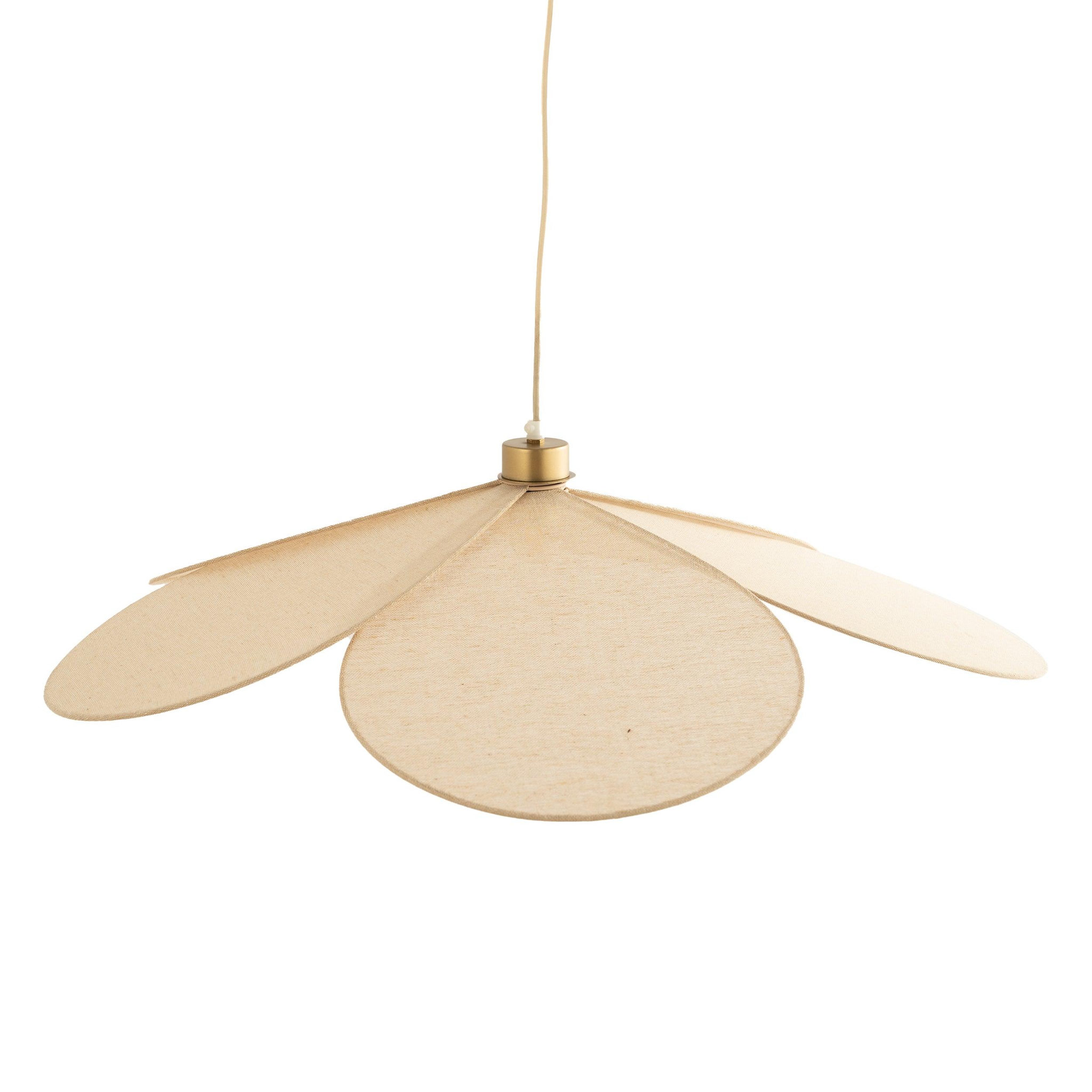 Voir la diapositive 3 : MAISON PAVANE Suspension pétale en tissu beige et métal doré 75 cm-flora
