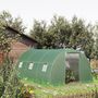 Voir la diapositive 2 : OUTSUNNY Serre tunnel 13,5 m² dim. 4,5 x 3 x 2 m - 6 fenêtres, porte zippée enroulable - acier galvanisé PE haute densité vert