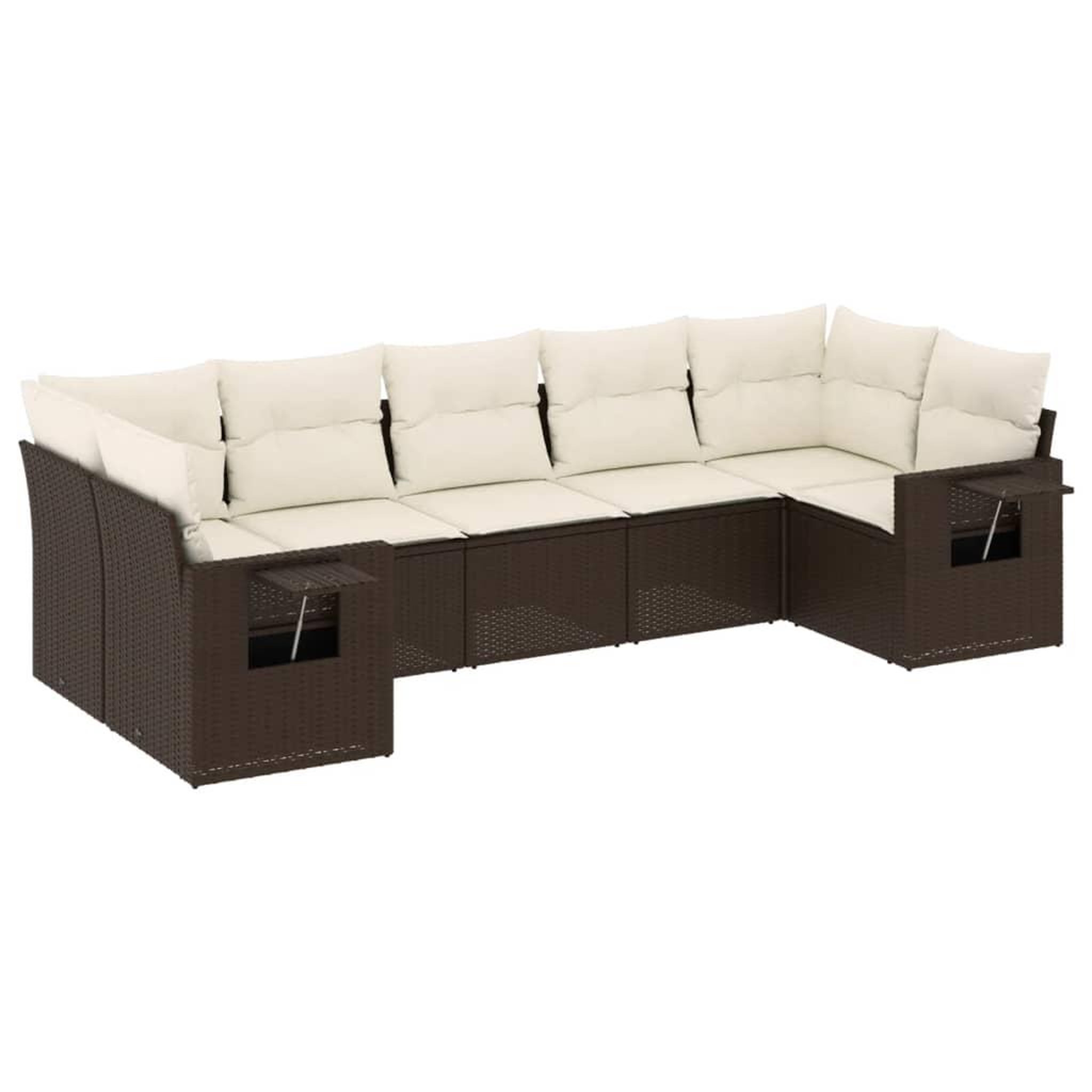 Voir la diapositive 2 : VIDAXL Salon de jardin avec coussins 7 pcs marron resine tressee
