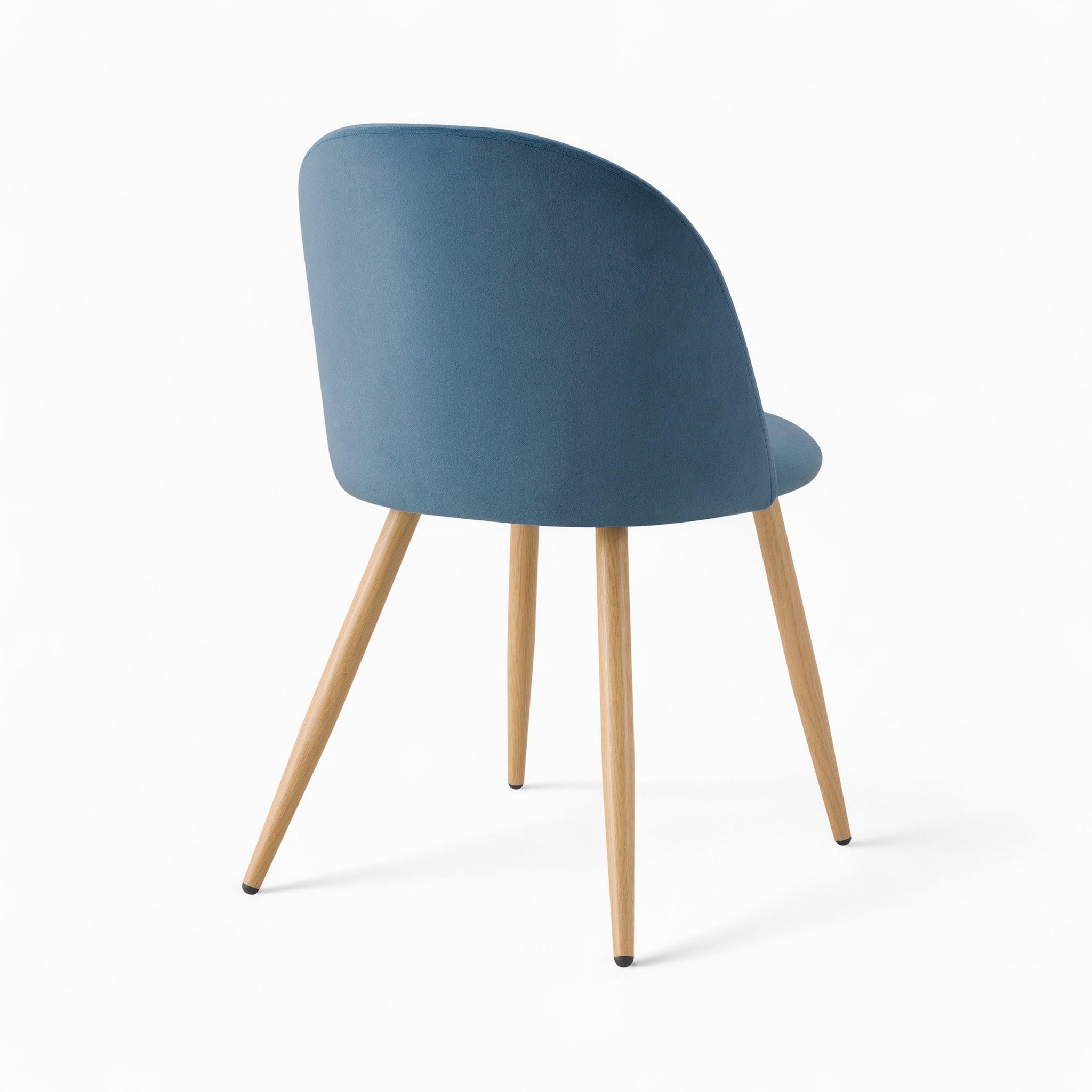 Voir la diapositive 5 : MAISON PAVANE Pack 4 chaises en velours bleu foncé et bleu-cozy