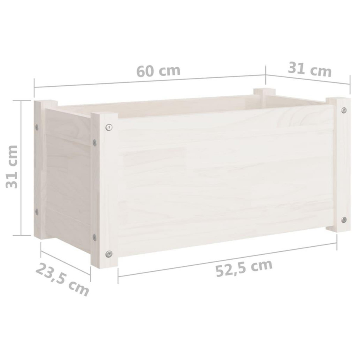 VIDAXL Jardiniere blanc 60x31x31 cm bois de pin massif