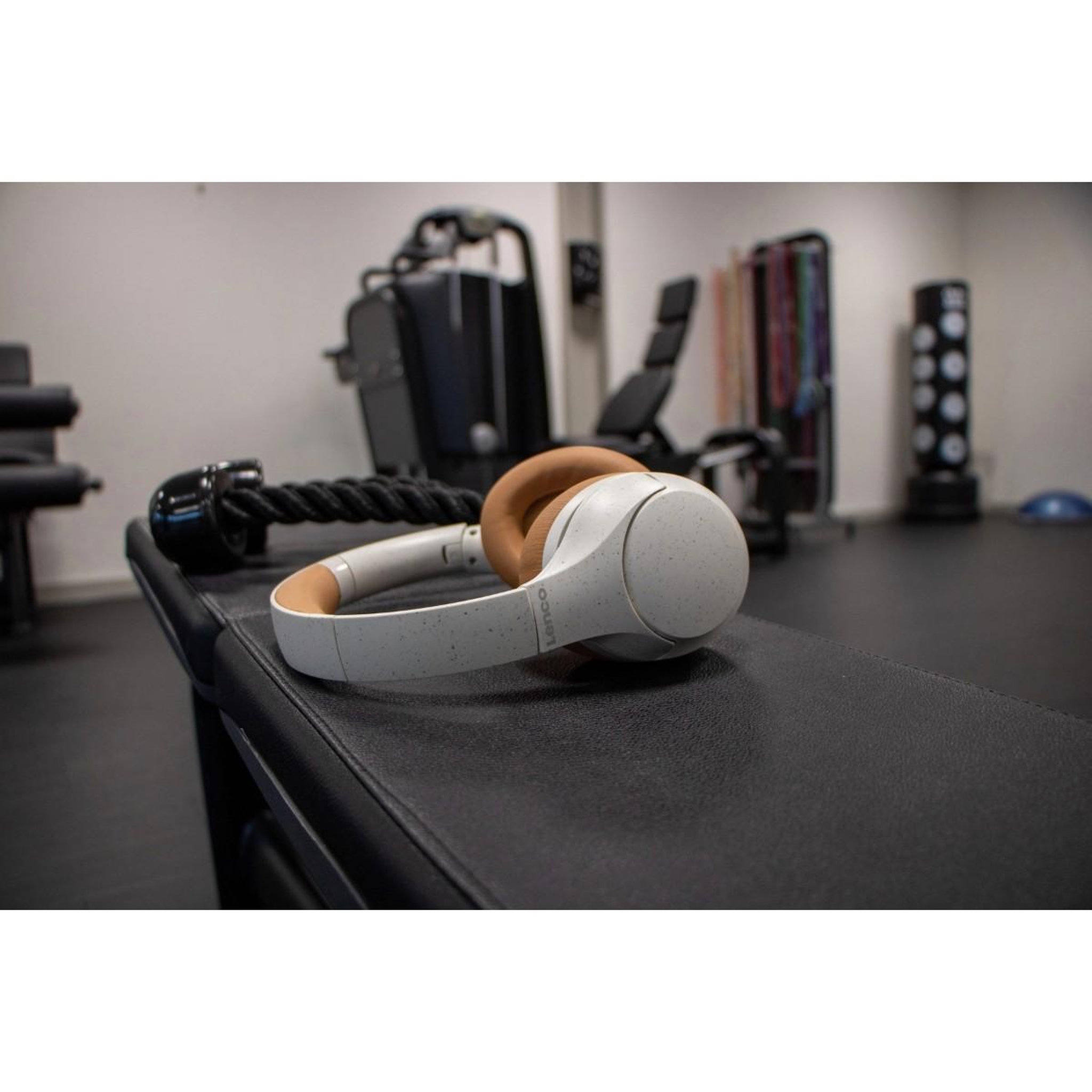 Voir la diapositive 6 : Lenco Casque sans fil Bluetooth 5.3 ANC 40 mm jusqu'à 60h faible latence Micro mains libres Musique Blanc Gris Marron