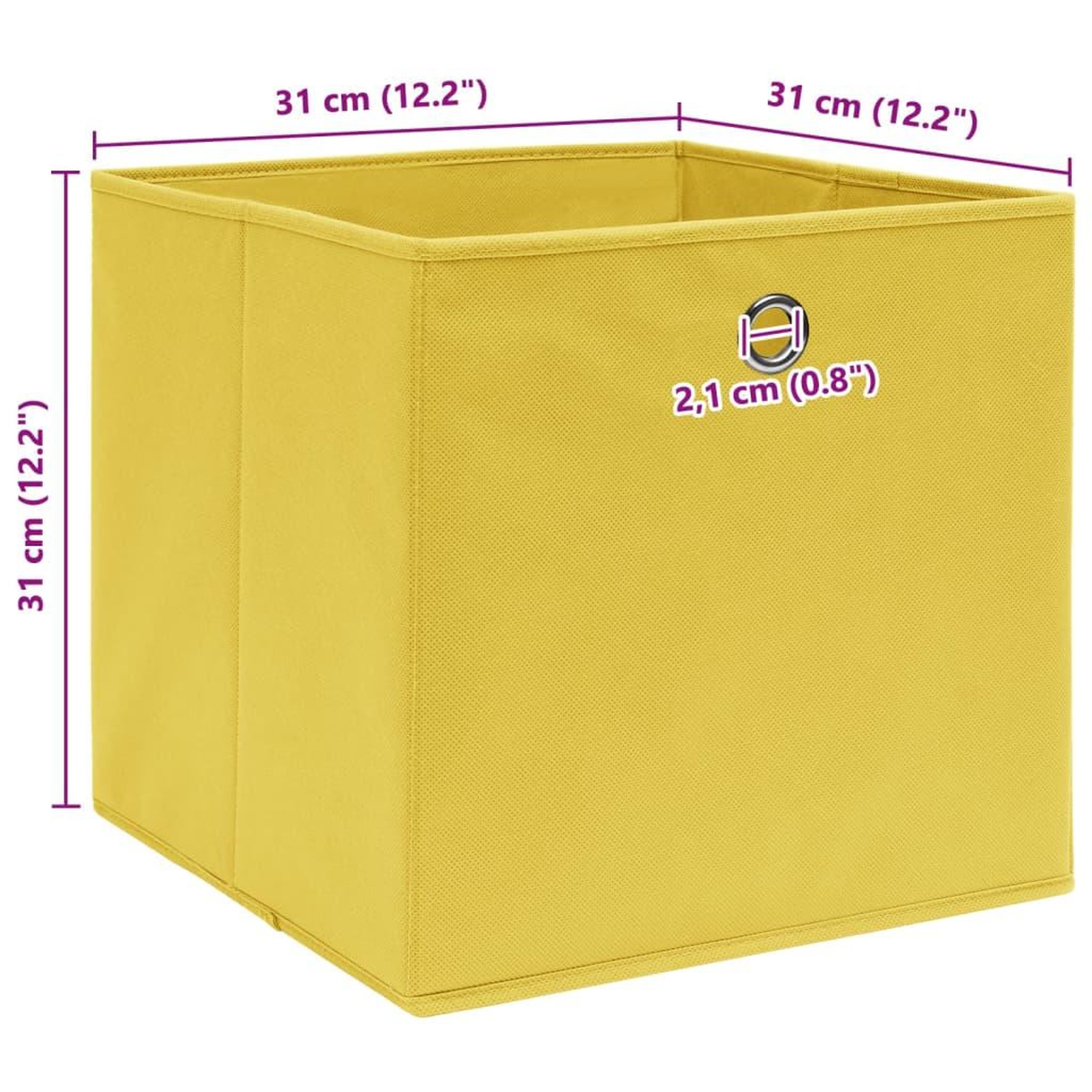 Voir la diapositive 5 : VIDAXL Boîtes de rangement 10 pcs Jaune 32x32x32 cm Tissu