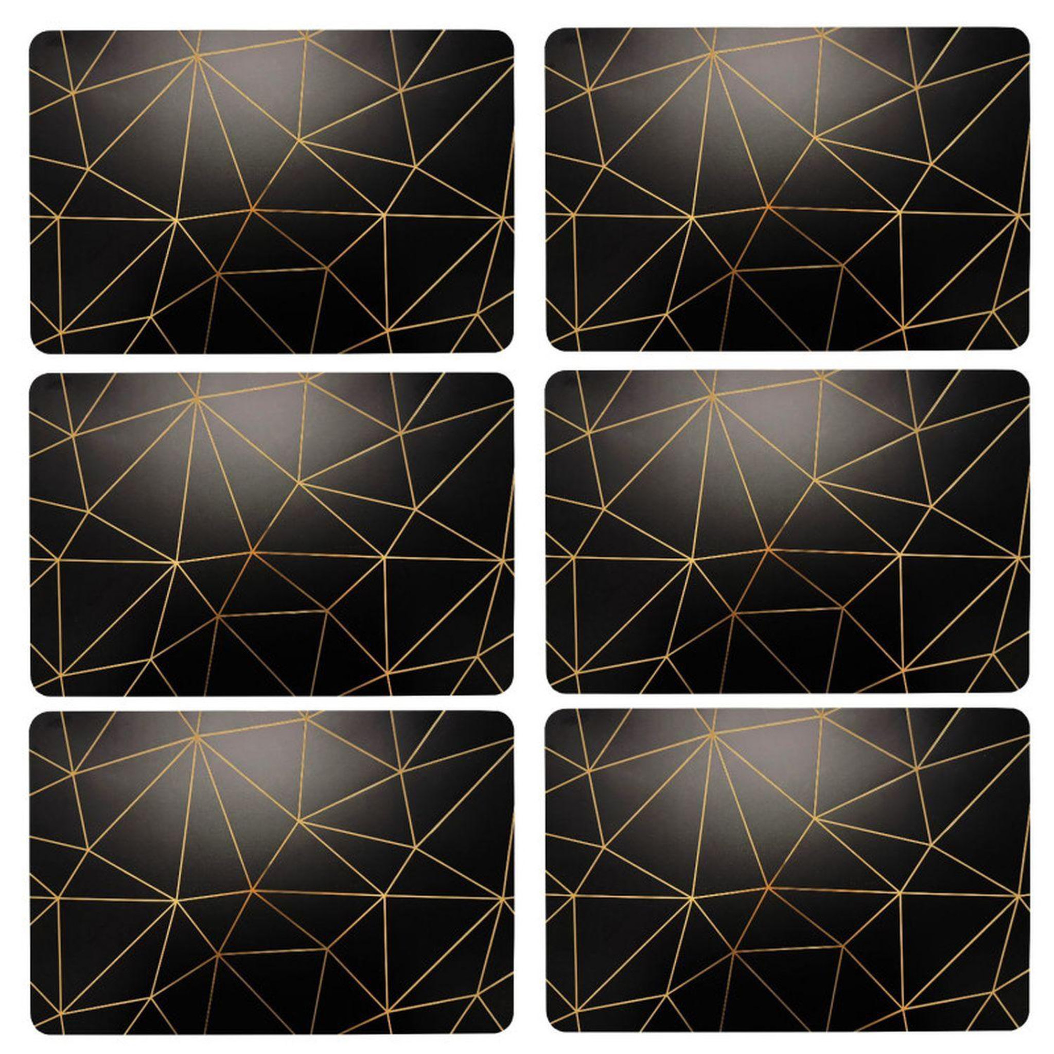 Voir la diapositive 3 : TOILINUX Lot de 6 sets de table avec encre métallique copper - 30 x 45 cm - or et noir