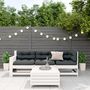 Voir la diapositive 3 : VIDAXL Salon de jardin 4 pcs avec coussins blanc bois de pin massif