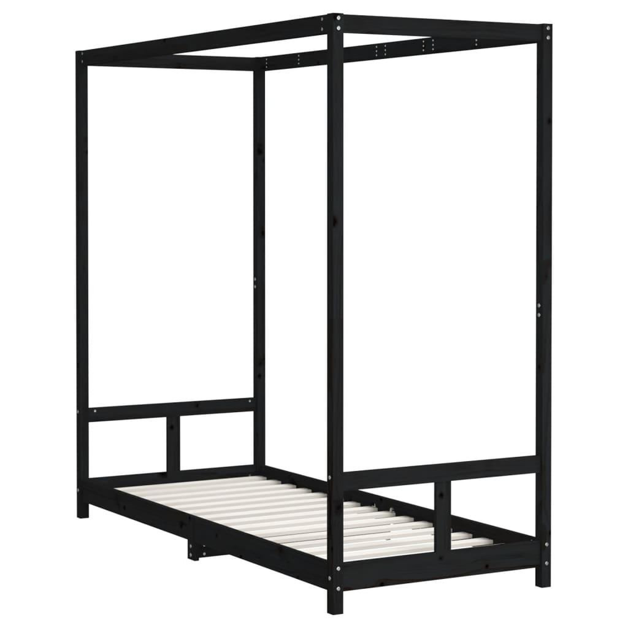 Voir la diapositive 3 : VIDAXL Cadre de lit pour enfants noir 80x200 cm bois de pin massif