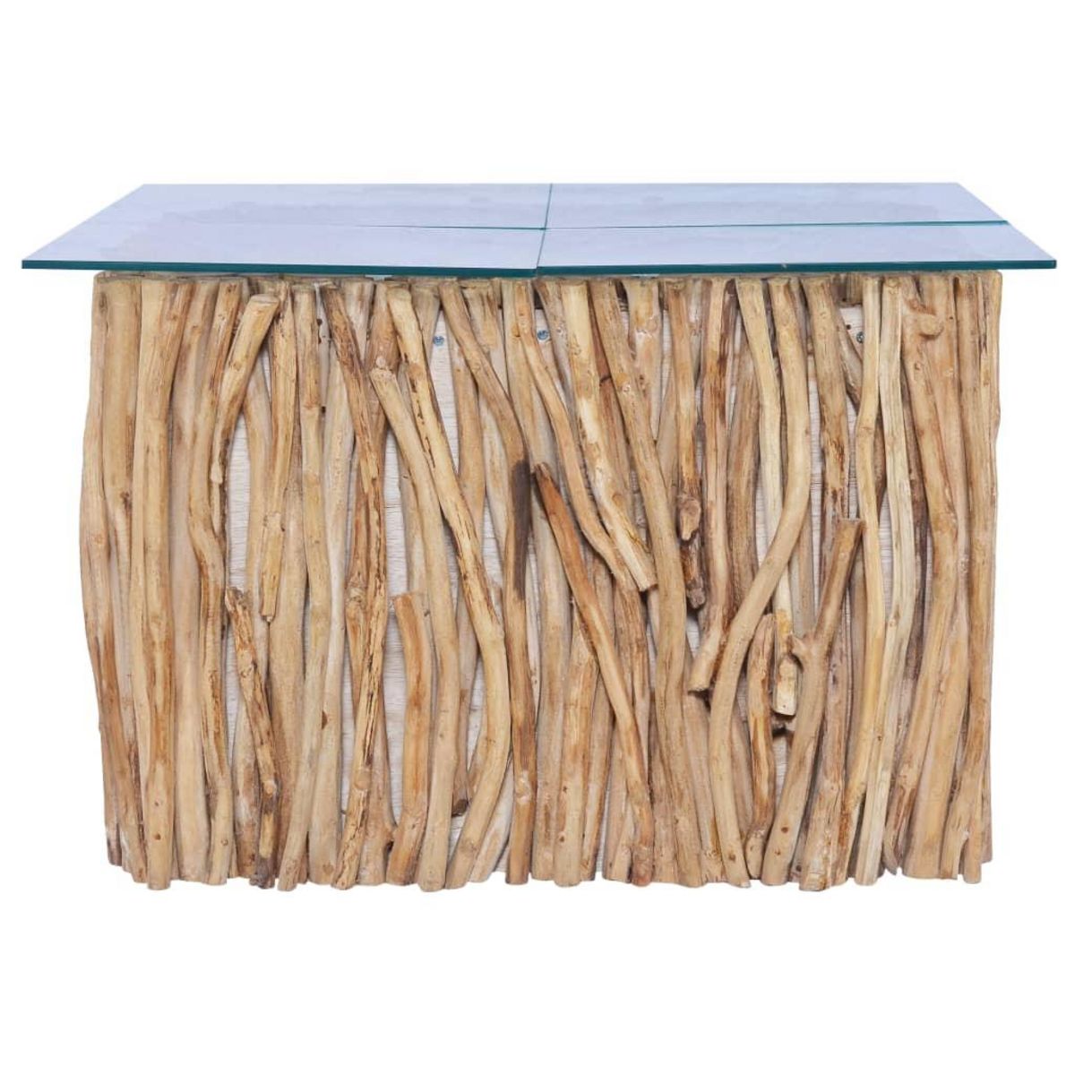 VIDAXL Table basse avec dessus en verre 66x66x40cm Bois de teck massif