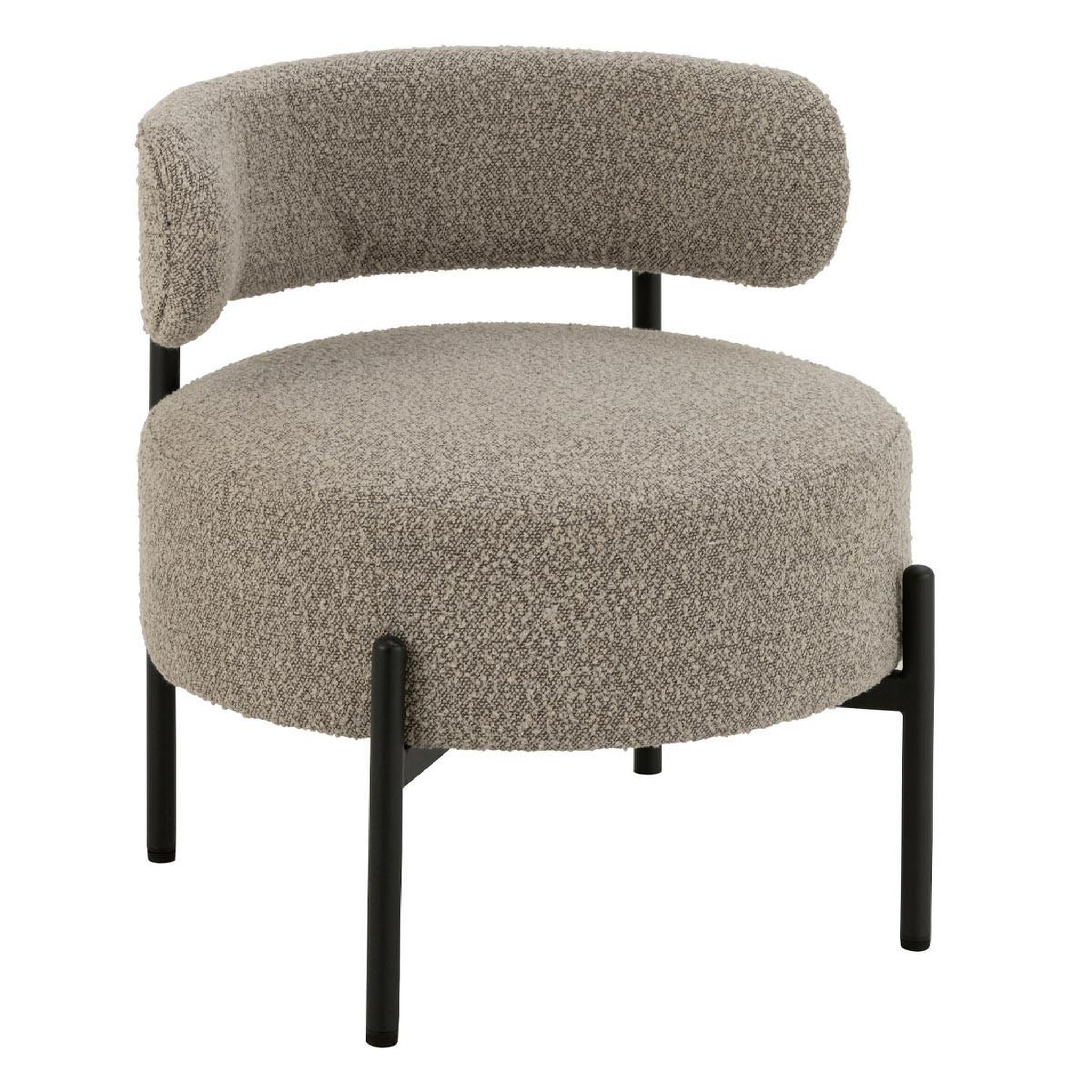 J-LINE Fauteuil lounge en tissu bouclé  aldo  67cm gris