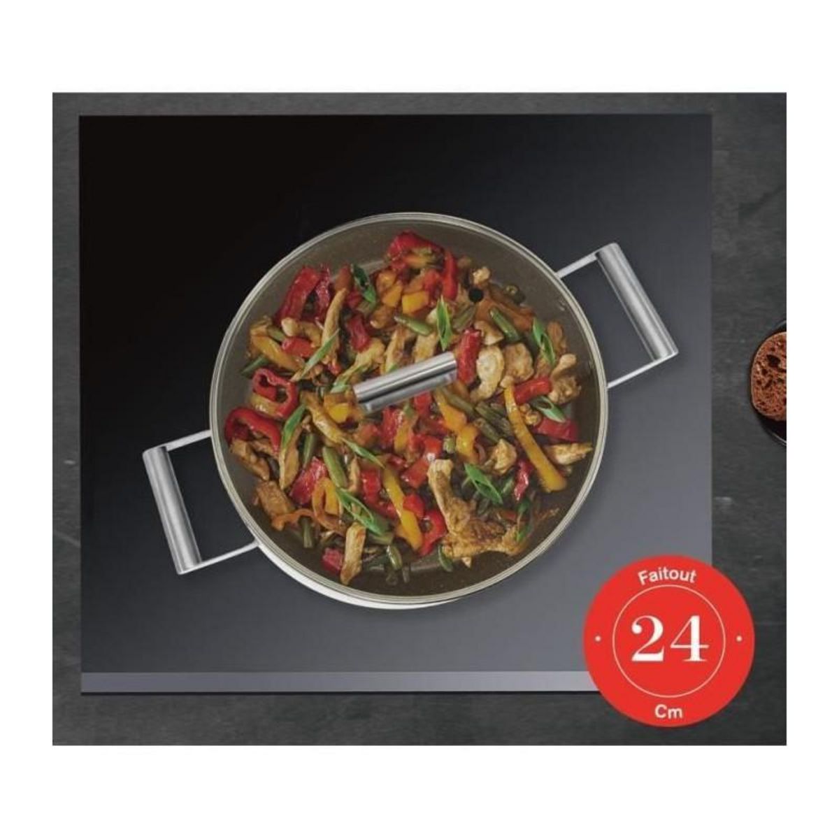 Arthur Martin Faitout - ARTHUR MARTIN - AM6523 - 24 cm avec couvercle - Aluminium Forgé - Tous feux dont induction + four