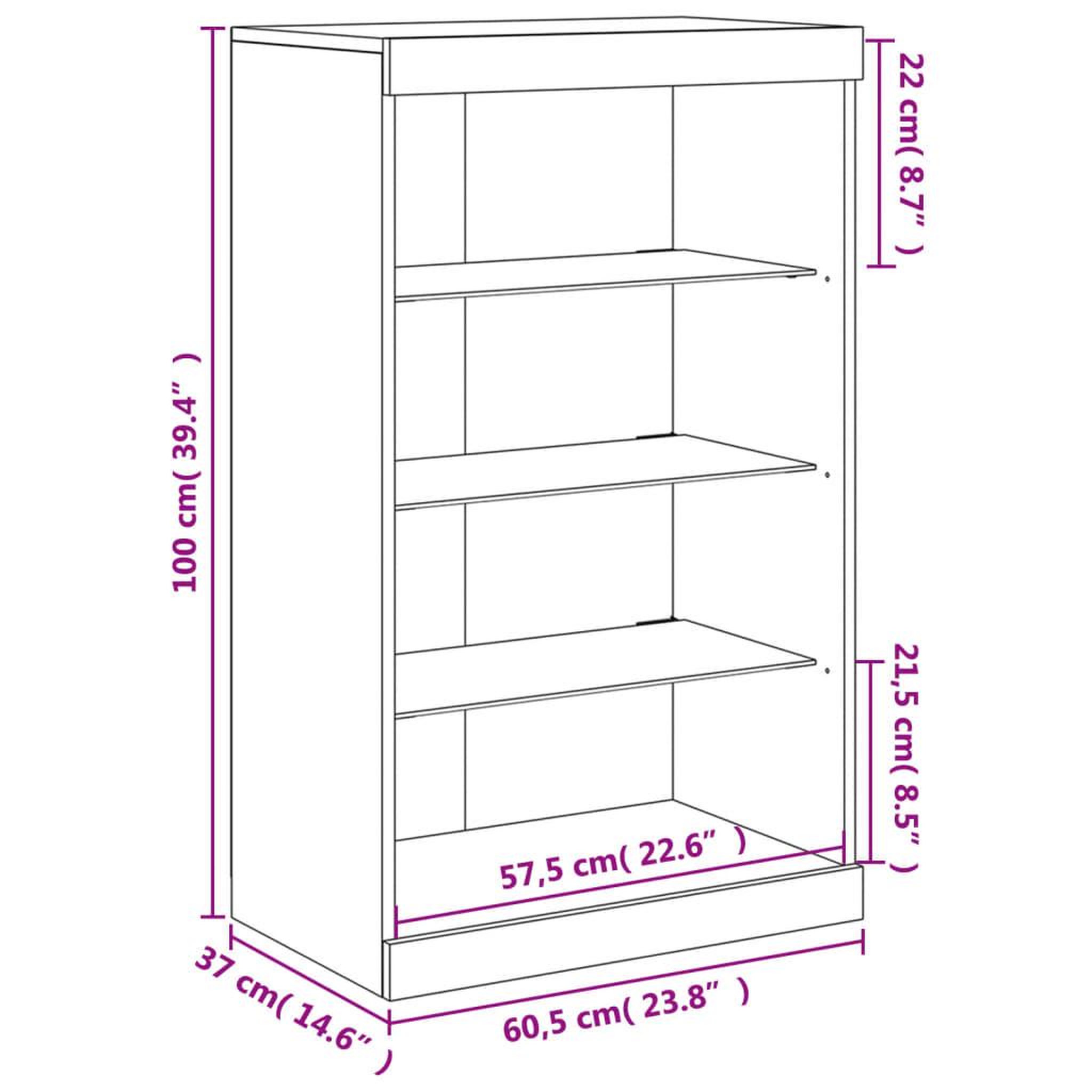 Voir la diapositive 6 : VIDAXL Buffet avec lumieres LED chene sonoma 60,5x37x100 cm